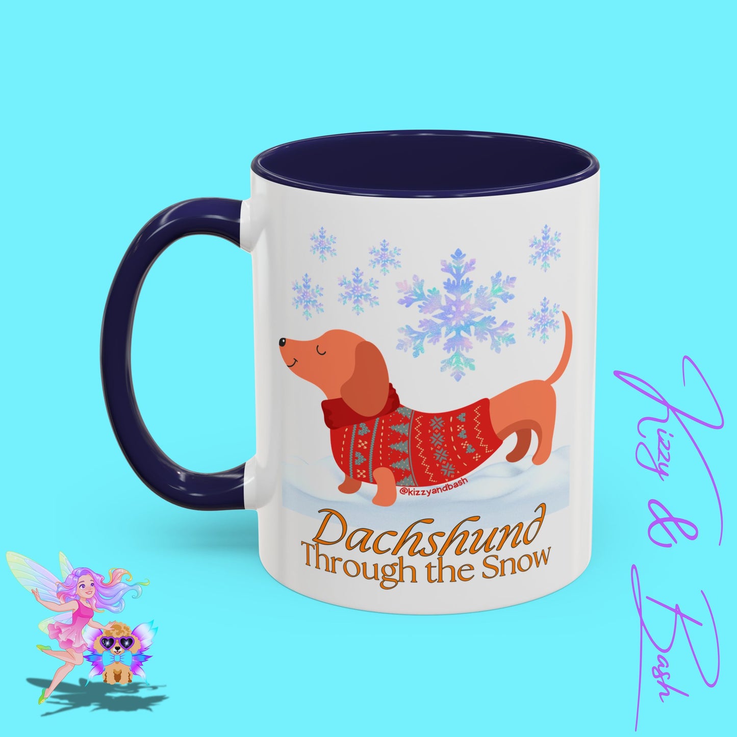 Unique Christmas Wiener Dog Coffee Mug Funny Dachshund Mug Cute Dog Lover Mug Perfect Gift for Dog Lovers Unique Christmas Mug Perfect Christmas Gift for Veterinarian Dachshund Through the Snow Holiday Dog Accent Coffee Mug - 11, 15oz