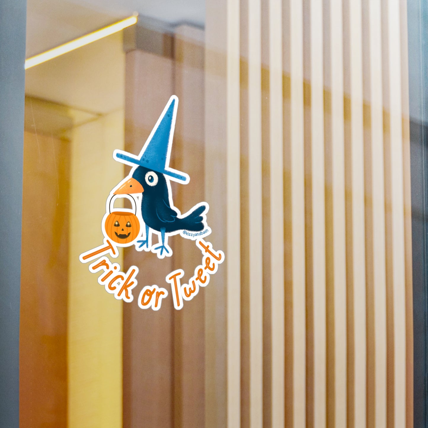 Waterproof Raven Decal Waterproof Halloween Decal Cute Halloween Gift for Kids Funny Halloween Pun Black Bird Decal Unique Halloween Gift Raven with Pumpkin Sticker Kiss-Cut Vinyl Decals