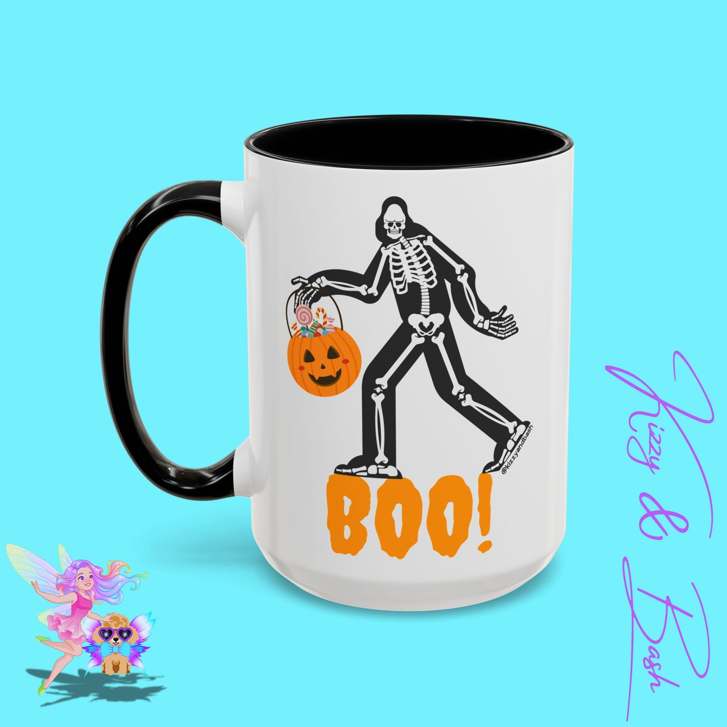 Funny Bigfoot Coffee Mug Unique Halloween Coffee Mug Sasquatch Mug for Him or Her Cute Halloween Gift for Teachers Perfect Gift for Bigfoot Hunters Funny Gift for Bigfoot Believers Sasquatch Skeleton Trick-or-Treating Accent Coffee Mug - 11, 15oz