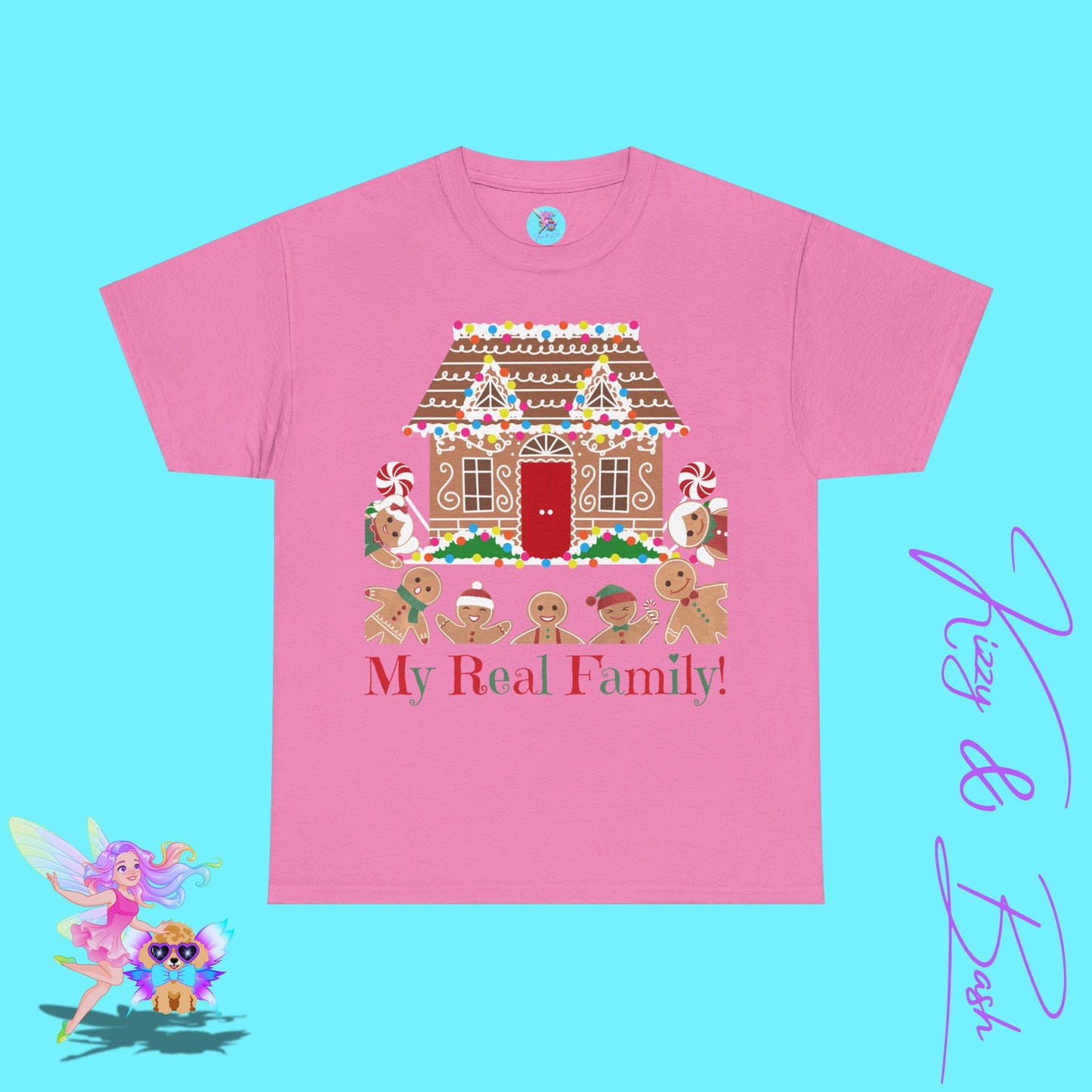 Gingerbread Family T-Shirt for Adults My Real Family Found Family Gift Idea Unique Gingerbread Gift for Gingerbread Lovers White Elephant Gift Exchange Idea Funny Christmas Cookies Tee Unisex Heavy Cotton Tee