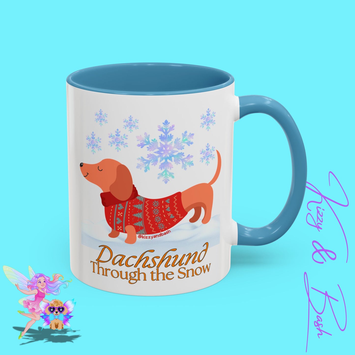 Unique Christmas Wiener Dog Coffee Mug Funny Dachshund Mug Cute Dog Lover Mug Perfect Gift for Dog Lovers Unique Christmas Mug Perfect Christmas Gift for Veterinarian Dachshund Through the Snow Holiday Dog Accent Coffee Mug - 11, 15oz