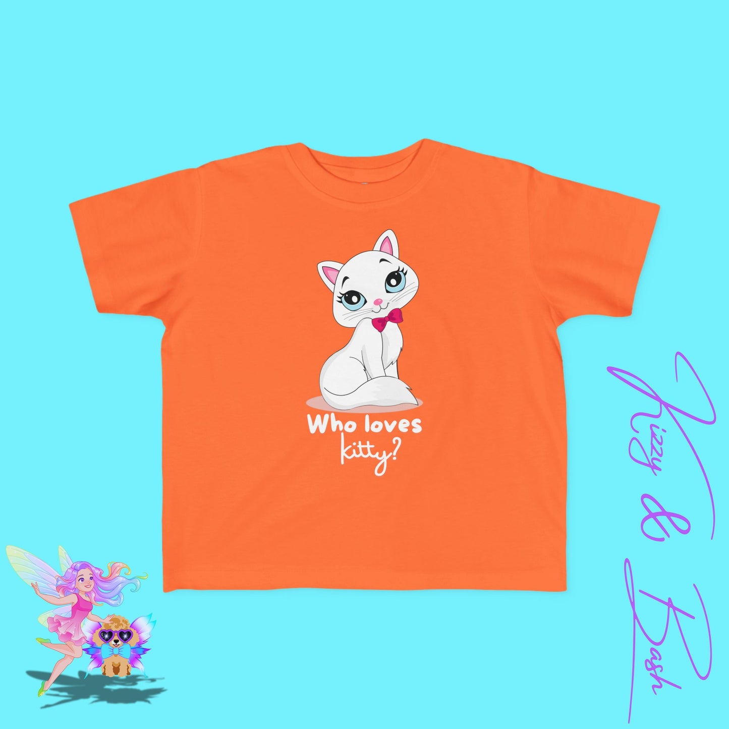 Who Loves Kitty? Cute Cat T-Shirt for Toddlers Kawaii Kitty Shirt Funny Gift for Cat Lovers Whimsical Animal Graphic Tee Sassy Cat Shirt Playful Kitty T-Shirt for Toddler's Fine Jersey Tee