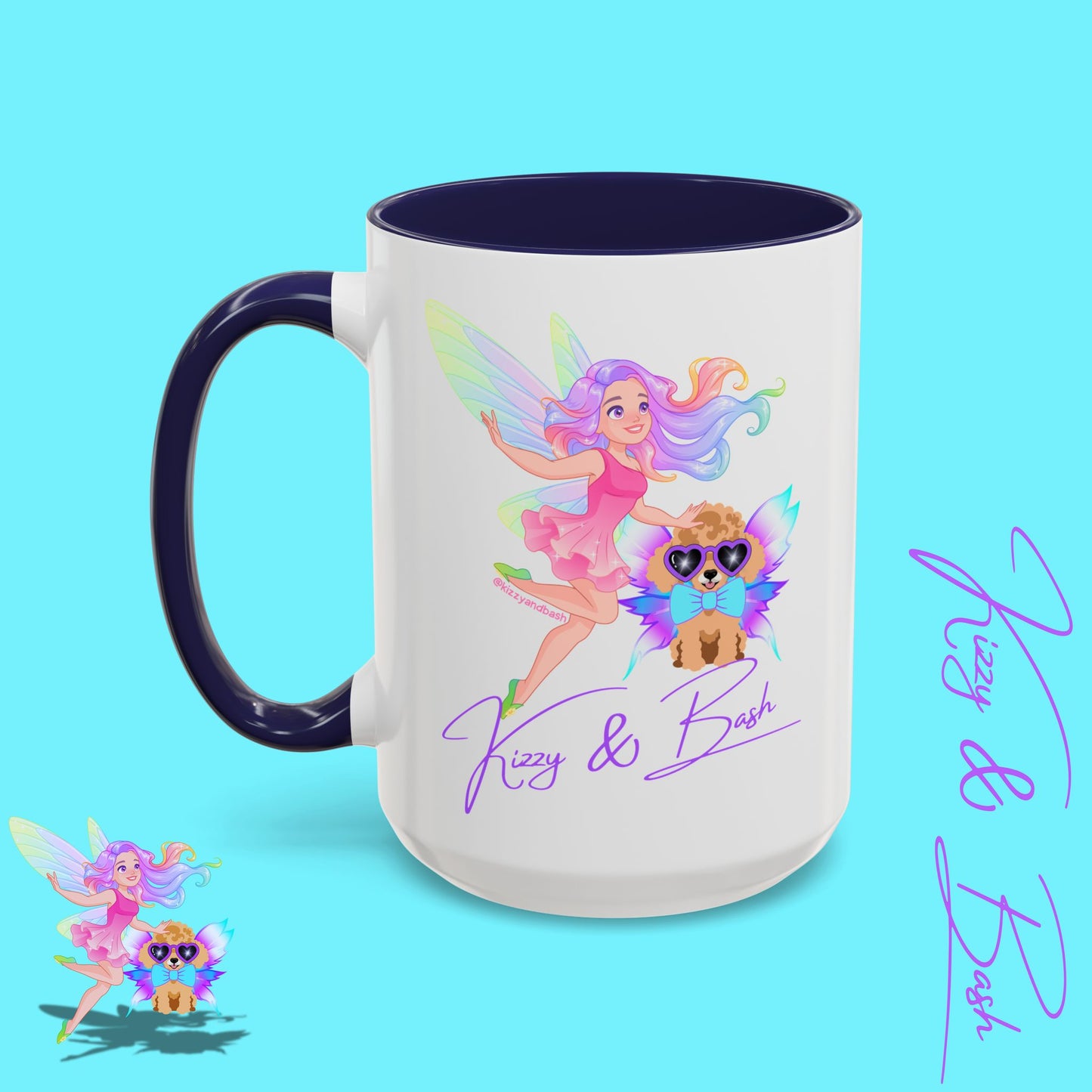 Beautiful Fairy Coffee Mug Funny Dog Mug Fairy Girl and Red Toy Poodle Fairy Mug Cute Fairycore Gift Idea Perfect Poodle Lover Mug Whimsical Mug for Fairy Lovers Kizzy and Bash Logo Accent Coffee Mug - 11, 15oz