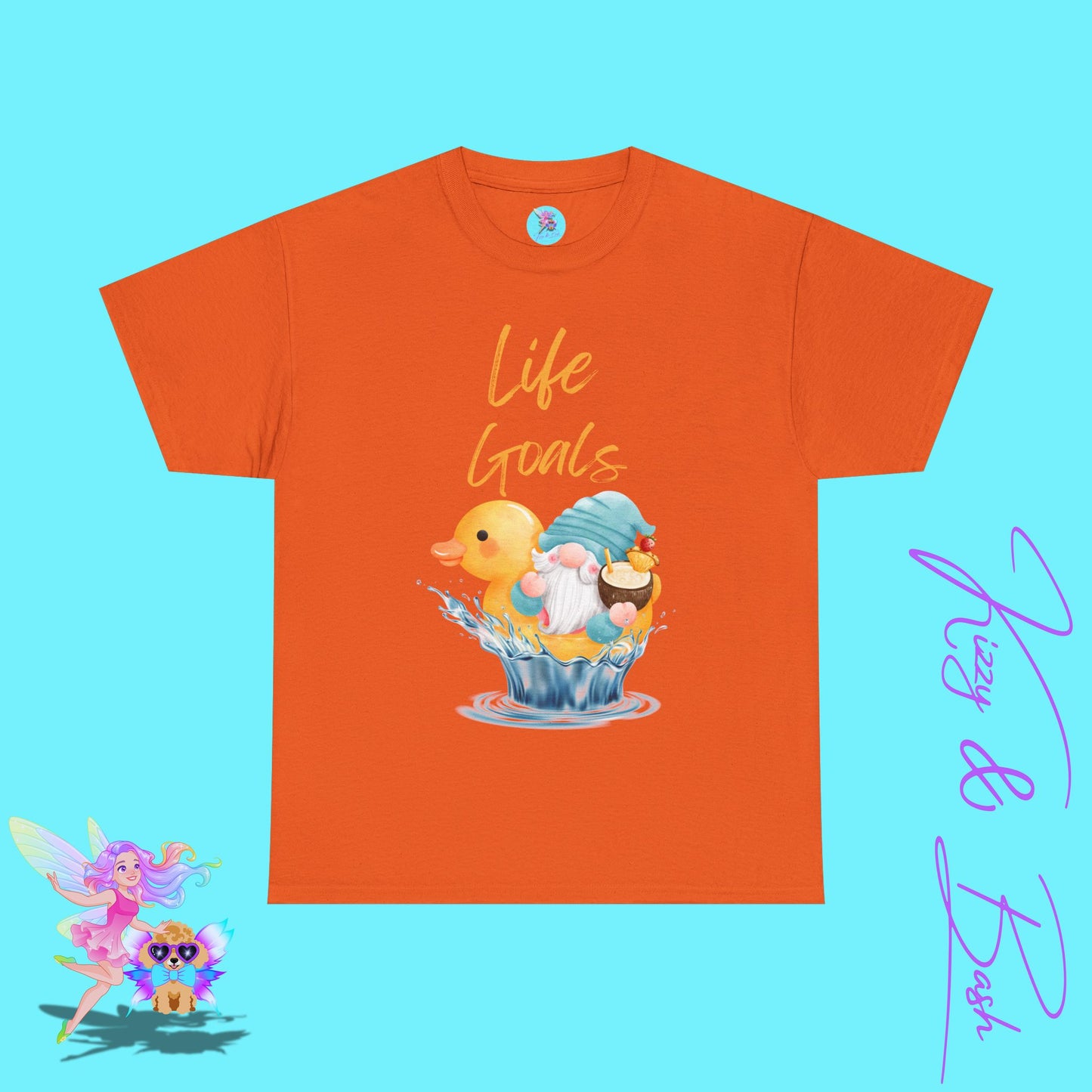 Life Goals Shirt for Adults Gnome Riding a Rubber Ducky T-Shirt Perfect Vacation Tee for Him or Her Gift for Gnome Lovers Gift Cute Gnomecore Shirt Funny Gift for Rubber Ducky Fans Unisex Heavy Cotton Tee