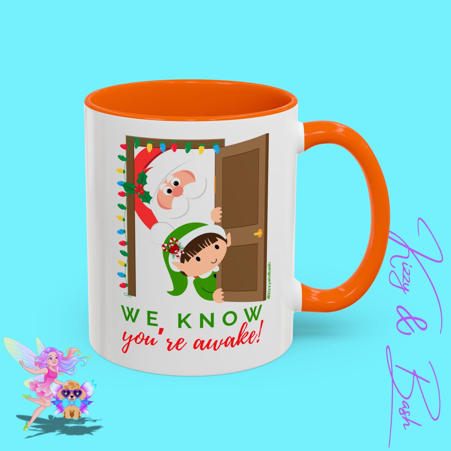 Funny Santa and Elf Mug Unique Santa Coffee Mug Hilarious Elf Lover Gift Funny Christmas Mug Perfect Christmas Gift for Teacher Appreciation We Know You're Awake Accent Coffee Mug - 11, 15oz