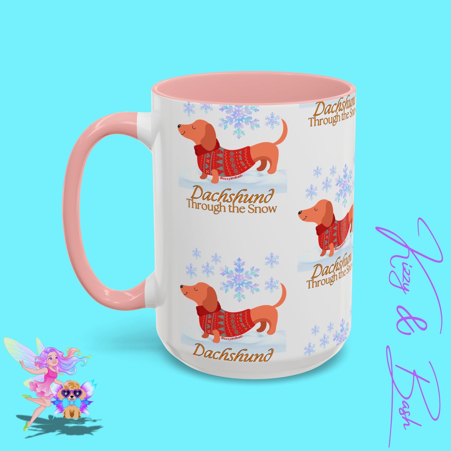 Unique Christmas Wiener Dog Coffee Mug Funny Dachshund Mug Cute Dog Lover Mug Perfect Gift for Dog Lovers Unique Christmas Mug Perfect Christmas Gift for Veterinarian Dachshund Through the Snow Holiday Dog Accent Coffee Mug - 11, 15oz
