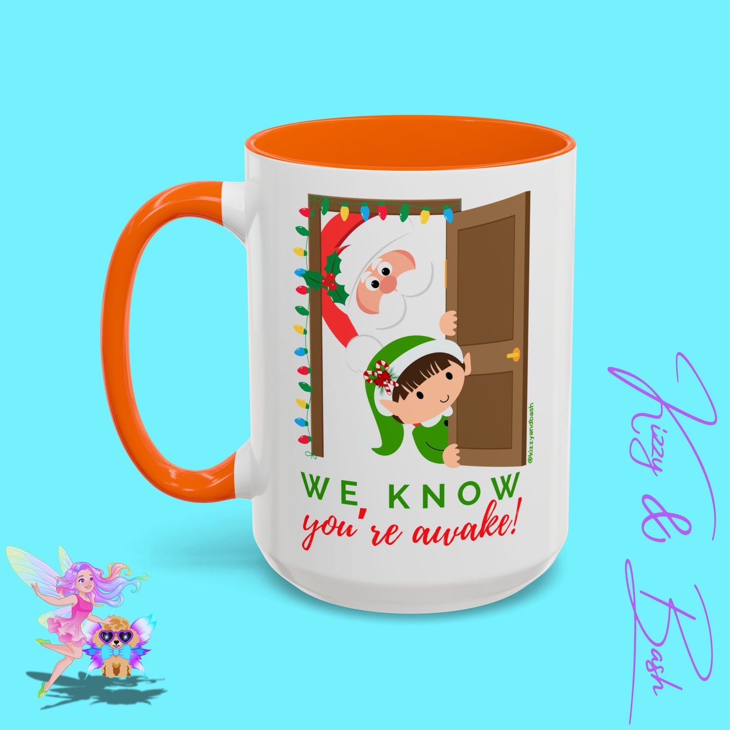 Funny Santa and Elf Mug Unique Santa Coffee Mug Hilarious Elf Lover Gift Funny Christmas Mug Perfect Christmas Gift for Teacher Appreciation We Know You're Awake Accent Coffee Mug - 11, 15oz