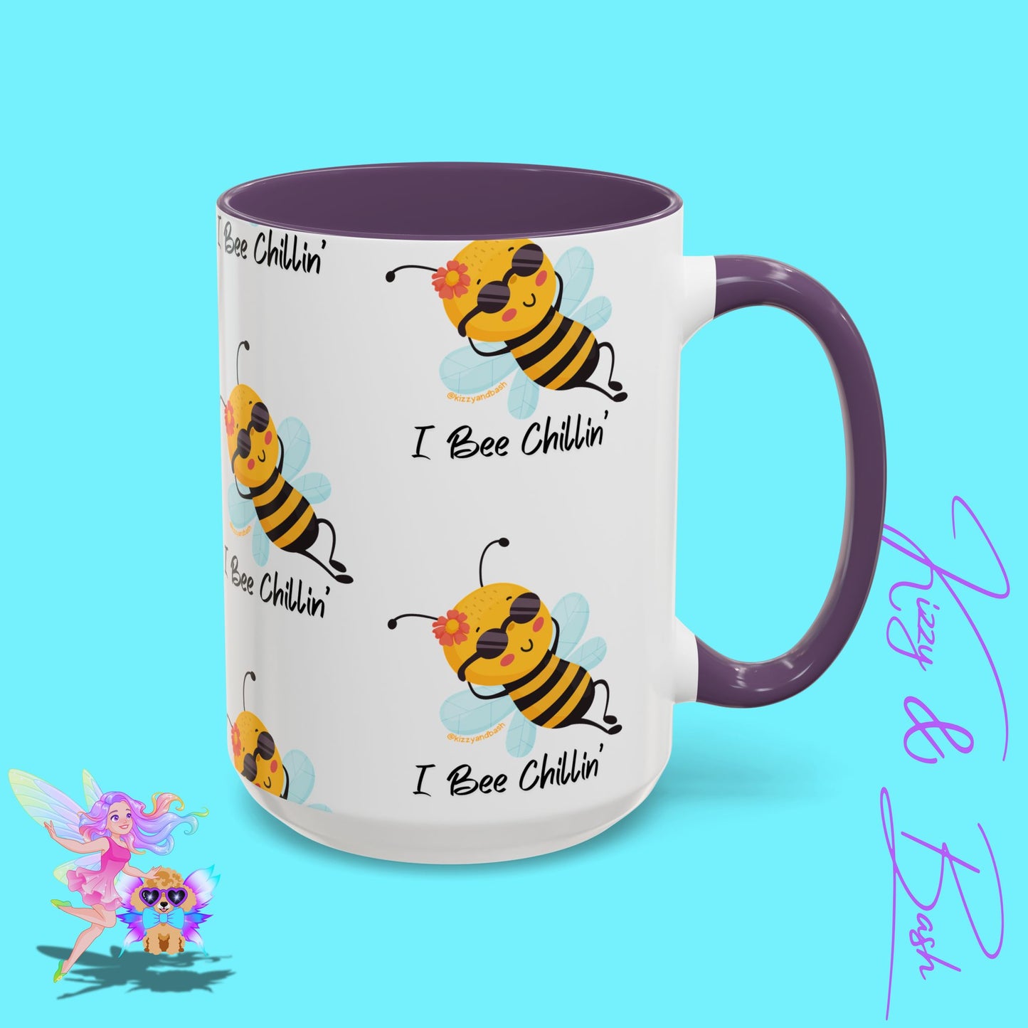 Cute Honey Bee Coffee Mug Funny Bee Mug Nature Lover Gift Idea Unique Gift for Bee Lovers Perfect Gift for Beekeepers Cute Teacher Appreciation Gift I Bee Chillin' Accent Coffee Mug - 11, 15oz