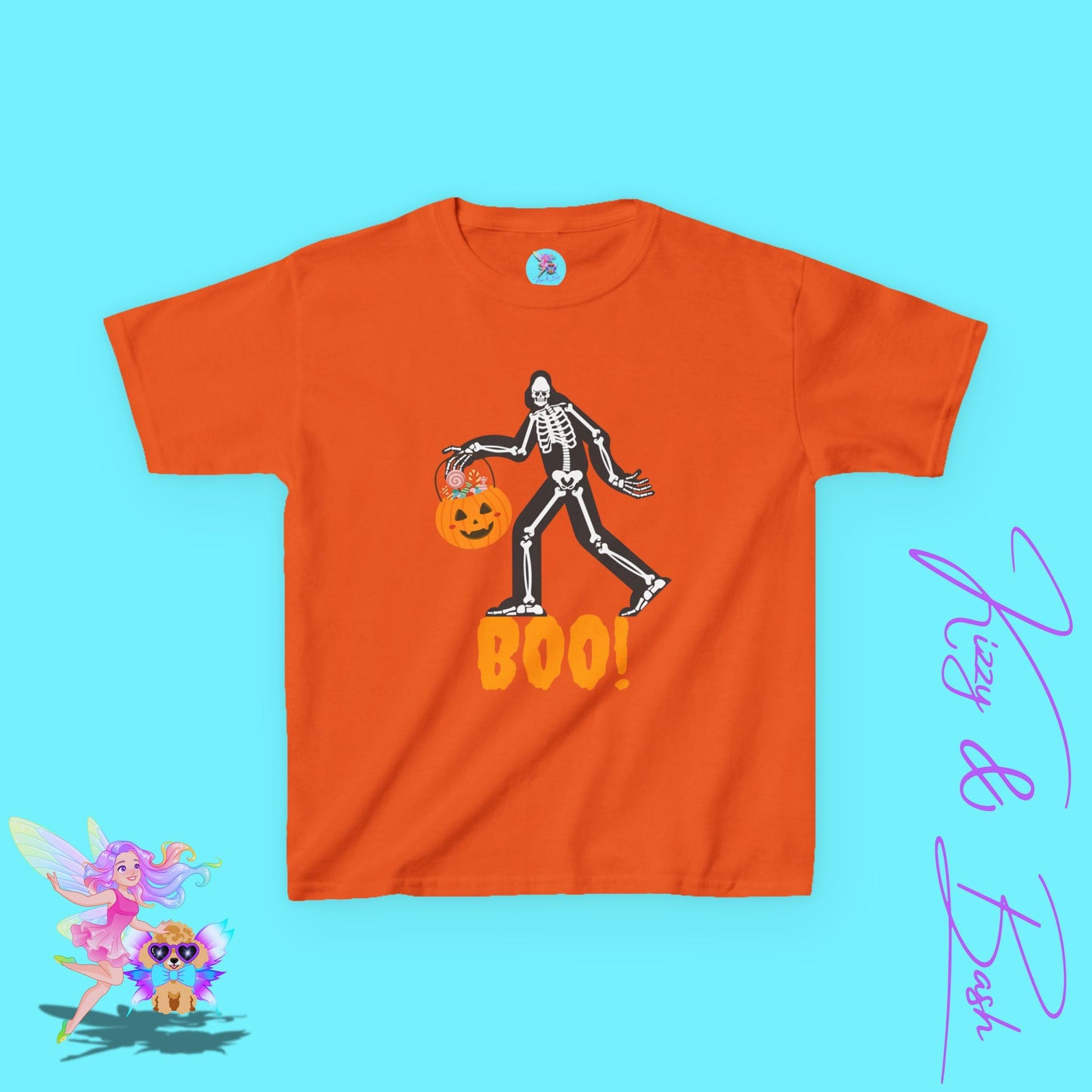 Funny Bigfoot Skeleton Halloween Shirt for Kids Halloween Shirt Gift for Cryptid Lovers Gift for Bigfoot Believers Funny Halloween Shirt for Him or Her Kids Heavy Cotton™ Tee
