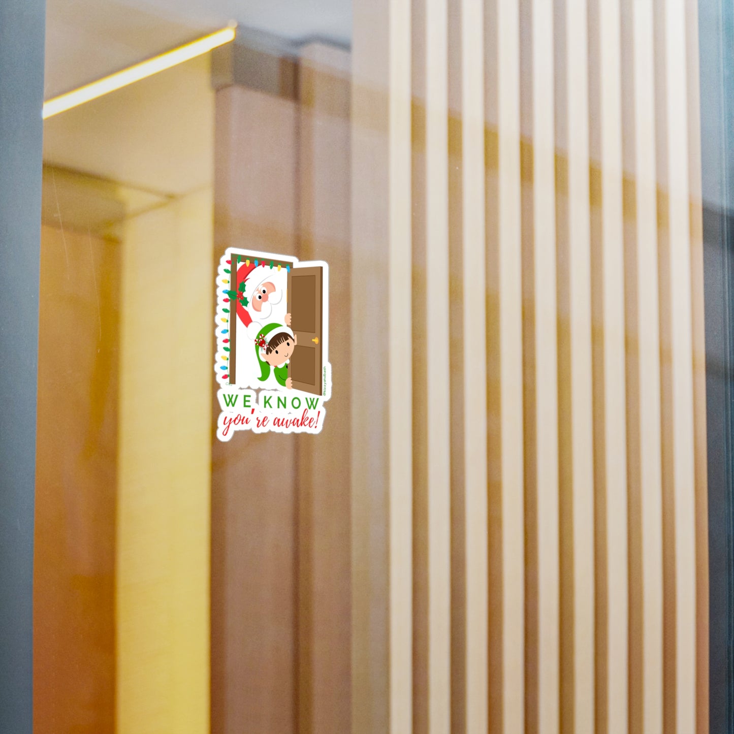 Waterproof Santa and Elf Decal Funny Christmas Sticker Unique Christmas Decal Perfect Gift for Christmas We Know You're Awake Holiday Kiss-Cut Vinyl Decals