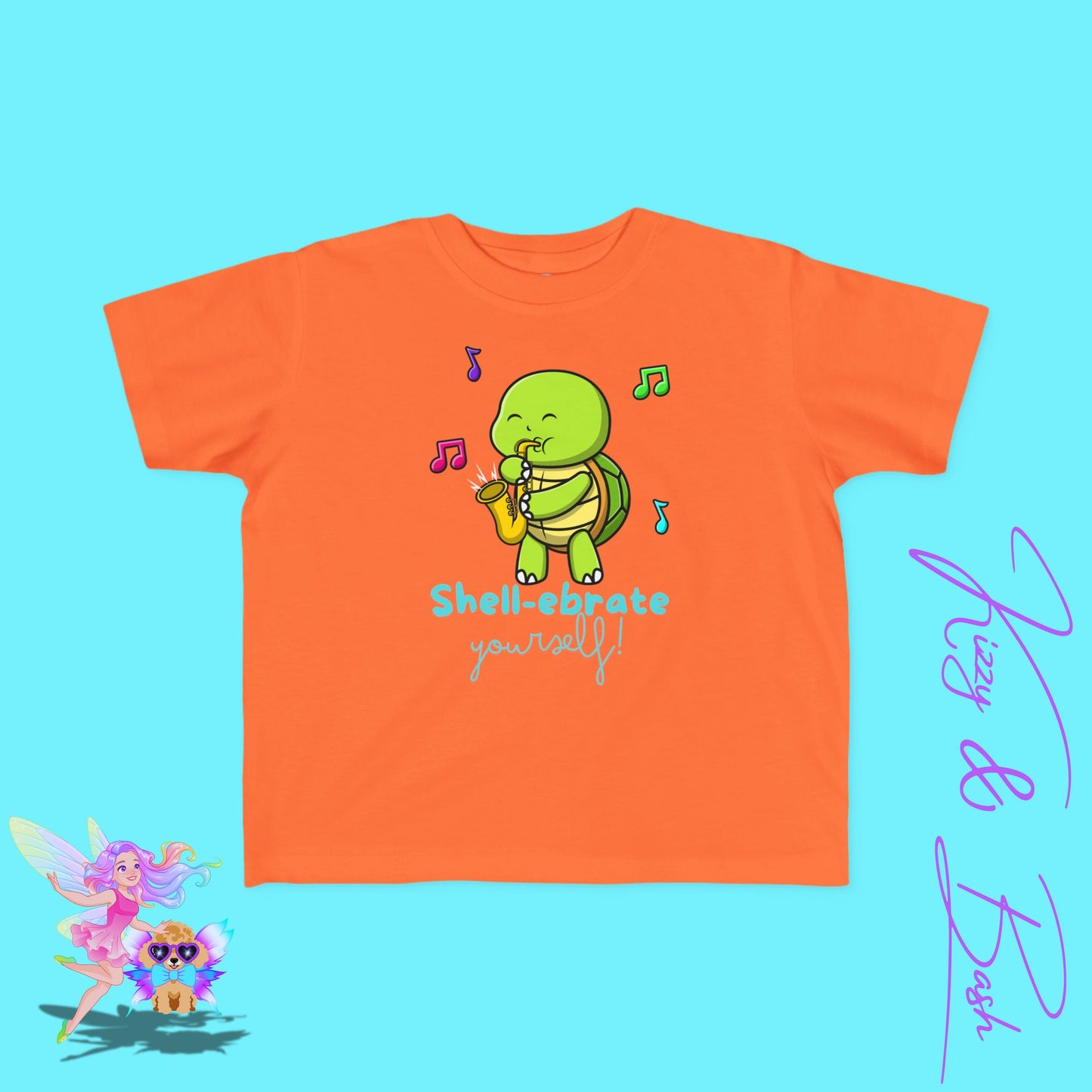 Saxophone Playing Turtle T-Shirt for Toddlers Fun Band Camp T-Shirt Gift for Music Lovers Funny Band Shirt Cute Music Lover Tee Feel-Good Gift Shirt Perfect Gift for Turtle Lovers Shell-ebrate Yourself Shirt for Toddler's Fine Jersey Tee