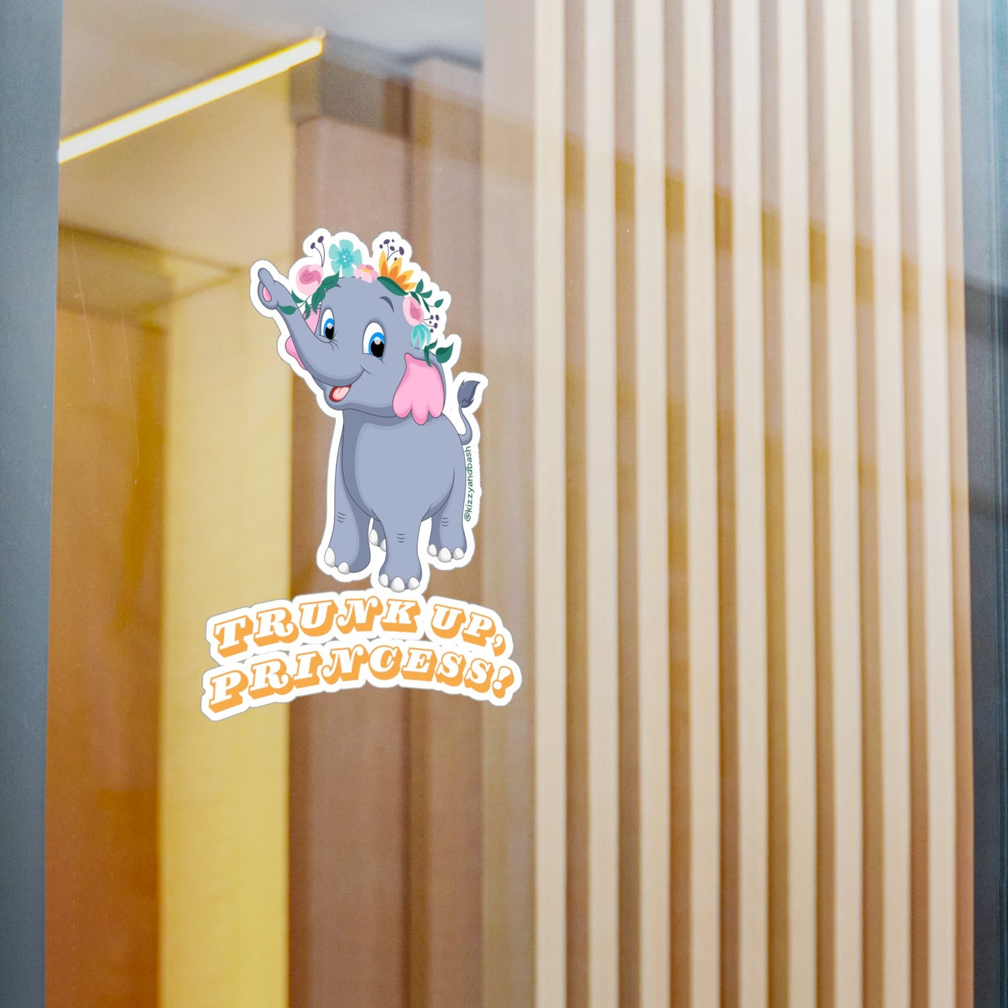 Waterproof Elephant Decal Elephant Princess Decal Trunk Up, Princess Girl Power Decal Unique Gift for Her Perfect Gift for Princess Lovers Royal Elephant Kiss-Cut Vinyl Decals