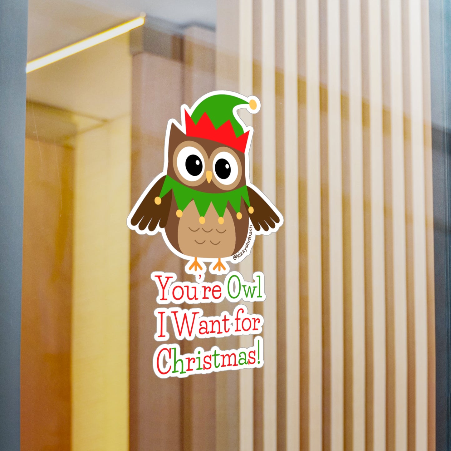 Waterproof Owl Decal Waterproof Christmas Decal Unique Gift for Owl Lovers Cute Christmas Owl Sticker Decal You're Owl I Want for Christmas You're All I Want for Christmas Kiss-Cut Vinyl Decals