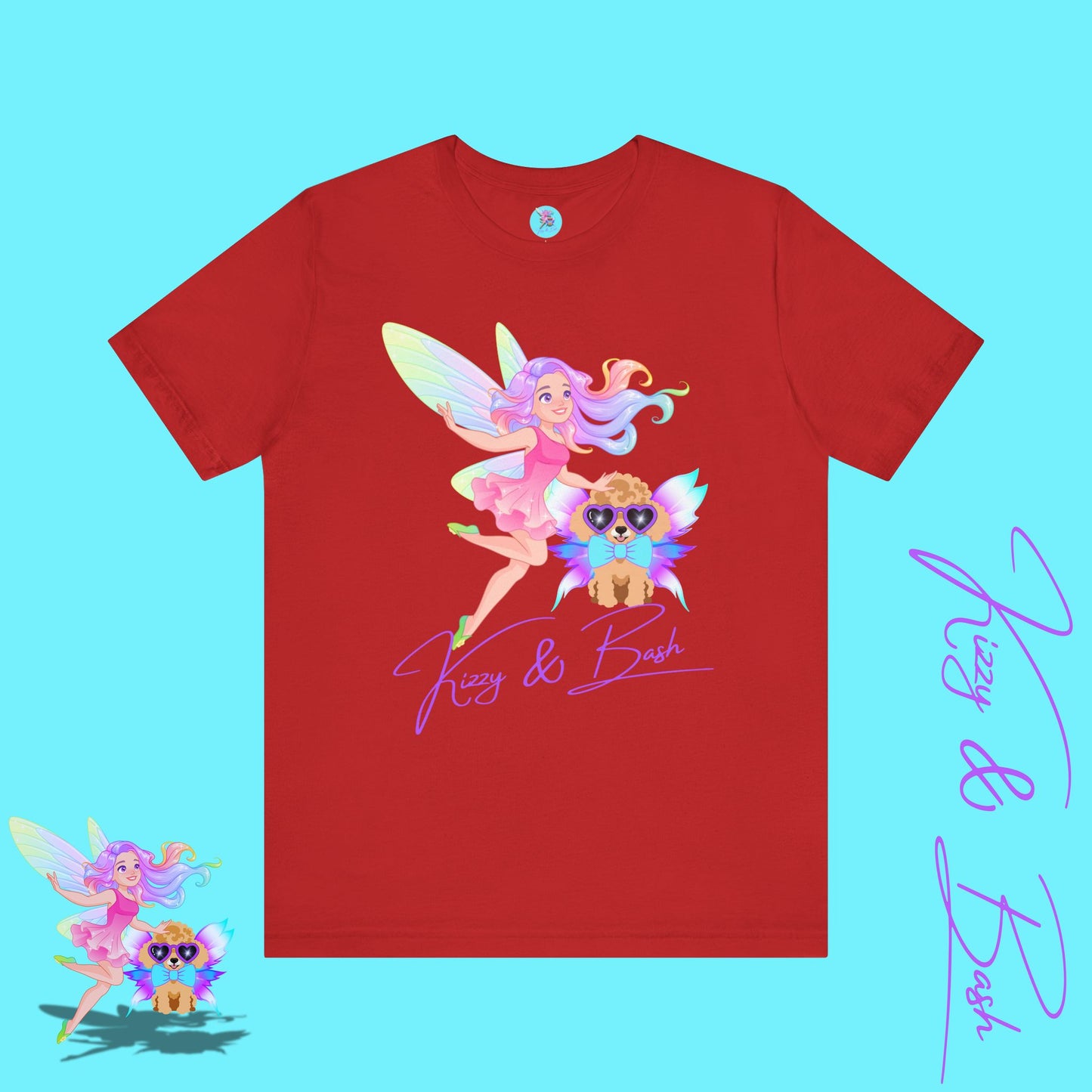 Kizzy & Bash Signature T-Shirt Whimsical Fairy Girl and Toy Poodle Tee Fairycore Aesthetic Shirt Dog Lover Gift Adult Unisex Jersey Short Sleeve Tee