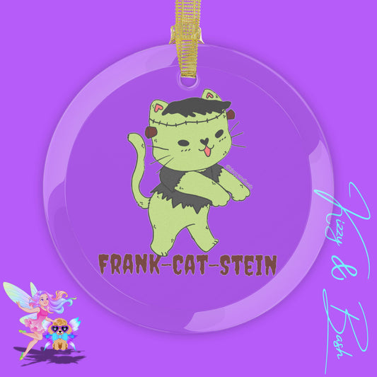 Frankenstein Kitty Cat Ornament Funny Halloween Cat Gift for Cat Lovers Unique Halloween Gift Christmas Ornament for Cat Lovers Frank-Cat-Stein Halloween Glass Ornaments