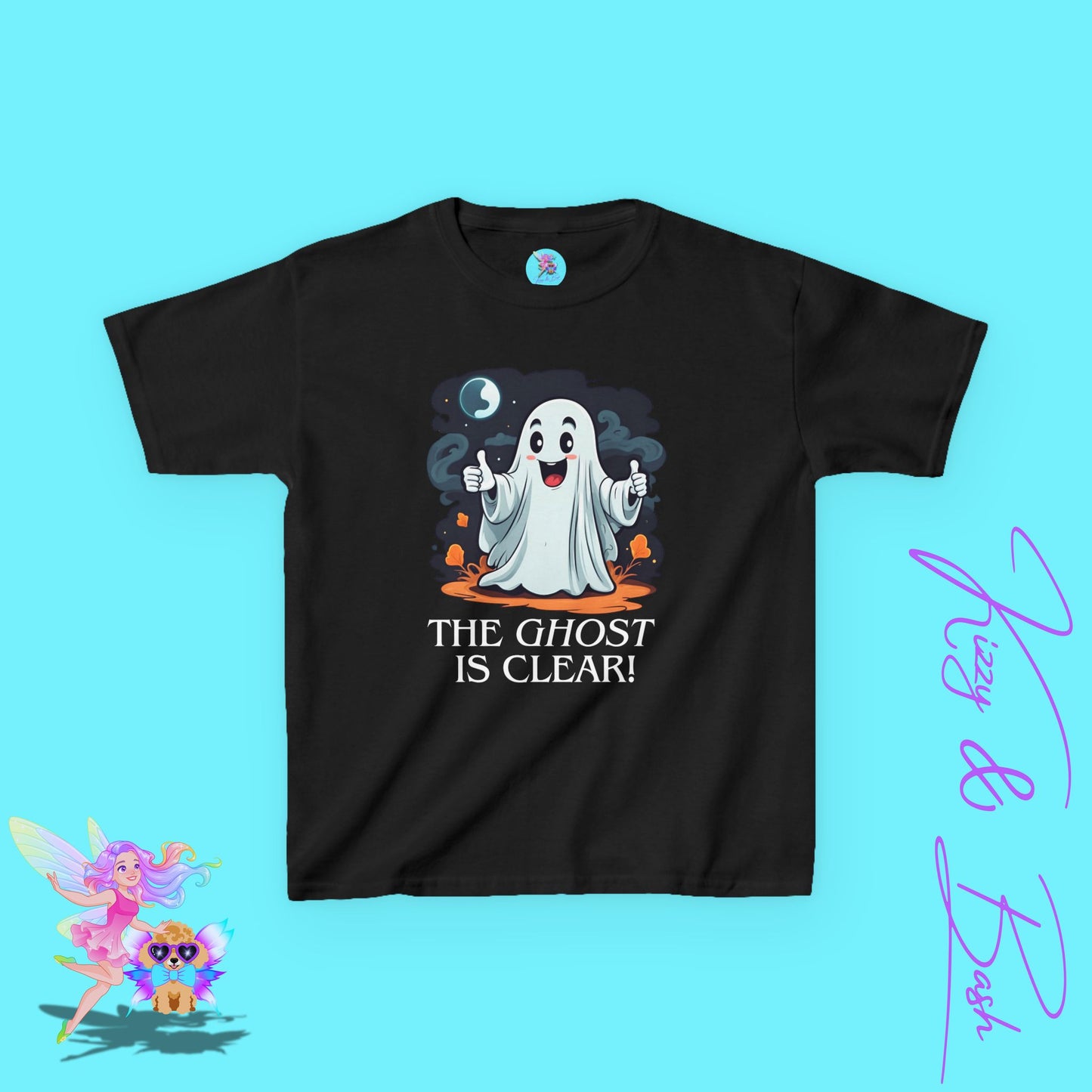 The Ghost is Clear T-Shirt Cute Cartoon Ghost Halloween Pun Shirt Gift for Halloween Lovers Funny Shirt for Family and Friends Halloween Gift for Kids Heavy Cotton™ Tee