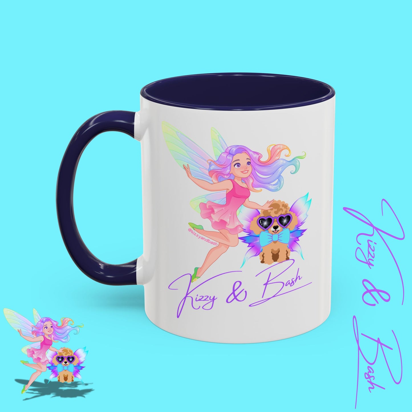 Beautiful Fairy Coffee Mug Funny Dog Mug Fairy Girl and Red Toy Poodle Fairy Mug Cute Fairycore Gift Idea Perfect Poodle Lover Mug Whimsical Mug for Fairy Lovers Kizzy and Bash Logo Accent Coffee Mug - 11, 15oz