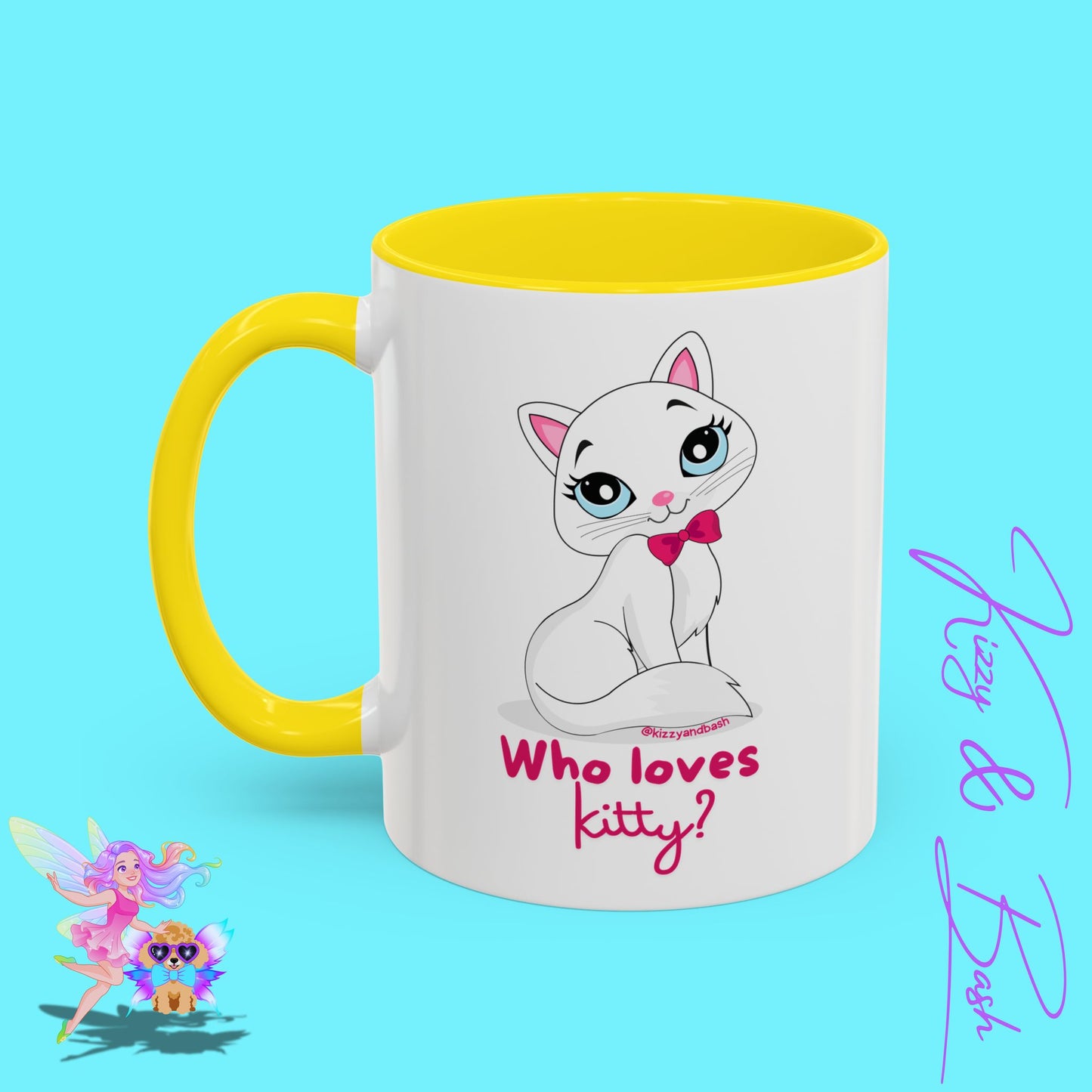 Flirty Kitty Cat Coffee Mug for Her Unique Cat Lover Gift Funny Animal Mug for Her White Cat Coffee Mug Perfect Gift for Cat Mom Who Loves Kitty Accent Coffee Mug - 11, 15oz