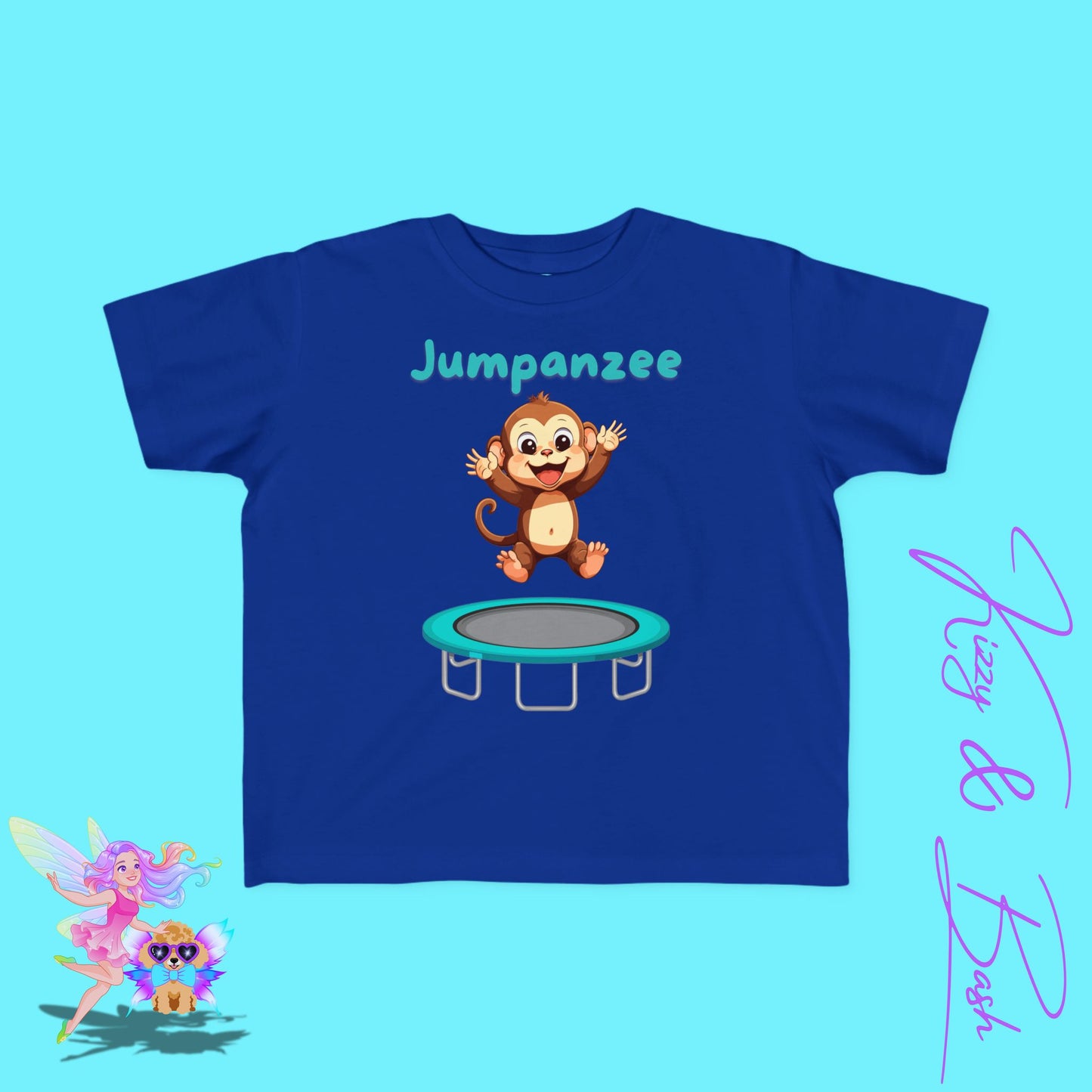 Jumpanzee Jumping Monkey Shirt for Toddlers Funny Pun Shirt for Him or Her Perfect Gift for Monkey Lovers Fun Zoo Field Trip Shirt Cute Animal Pun T-Shirt Hilarious Trampoline Park T-Shirt Gymnastics Lover Shirt for Toddler's Fine Jersey Tee