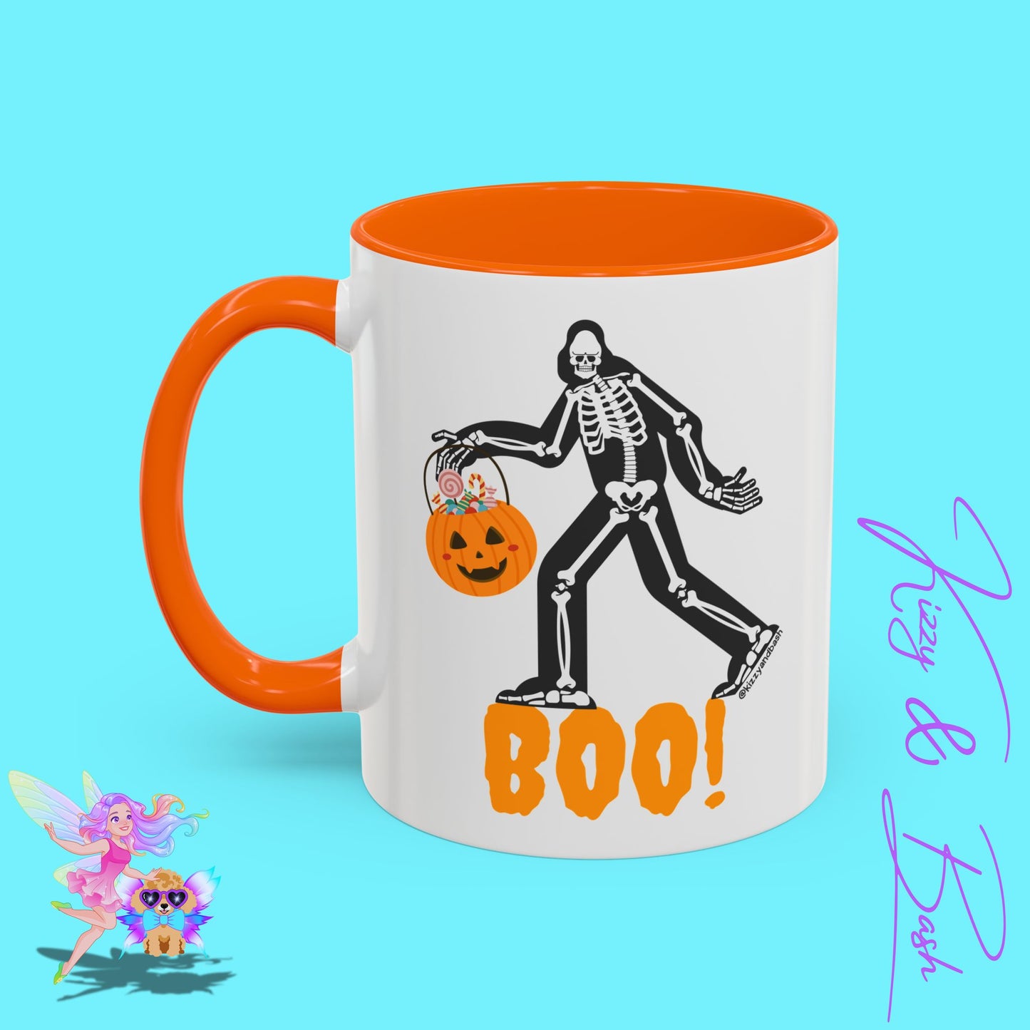 Funny Bigfoot Coffee Mug Unique Halloween Coffee Mug Sasquatch Mug for Him or Her Cute Halloween Gift for Teachers Perfect Gift for Bigfoot Hunters Funny Gift for Bigfoot Believers Sasquatch Skeleton Trick-or-Treating Accent Coffee Mug - 11, 15oz