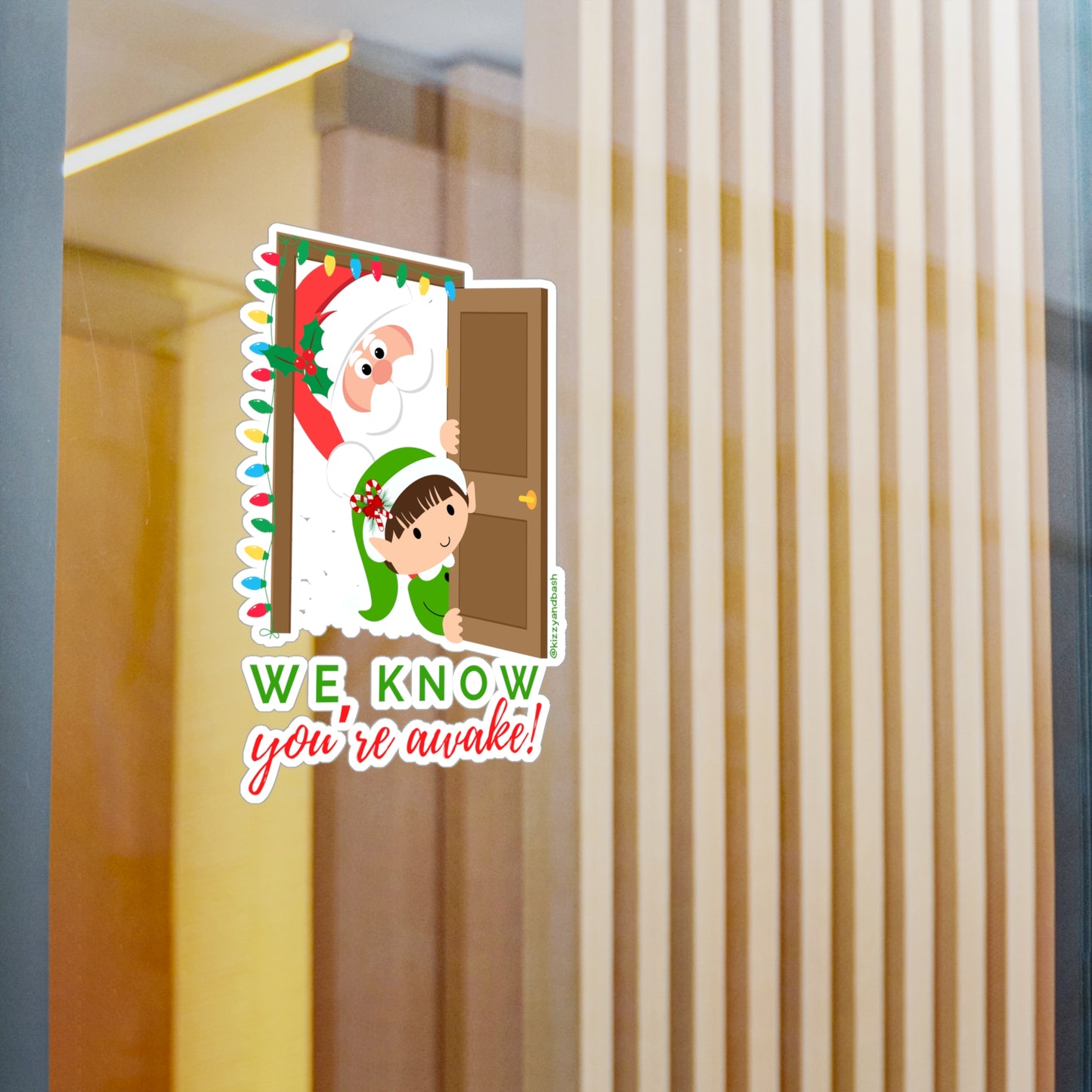 Waterproof Santa and Elf Decal Funny Christmas Sticker Unique Christmas Decal Perfect Gift for Christmas We Know You're Awake Holiday Kiss-Cut Vinyl Decals