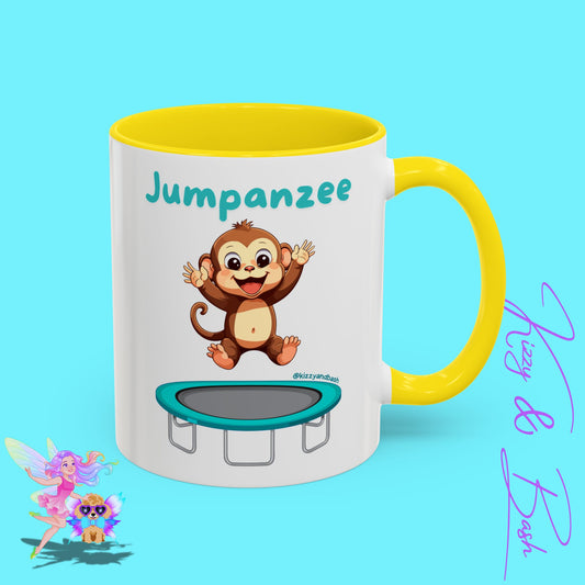 Funny Monkey Mug Jumpanzee Accent Coffee Mug Pun Lover Mug Animal Lover Gift for Teacher Cute Gymnastics Gift Unique Animal Mug for Him or Her - 11oz & 15oz