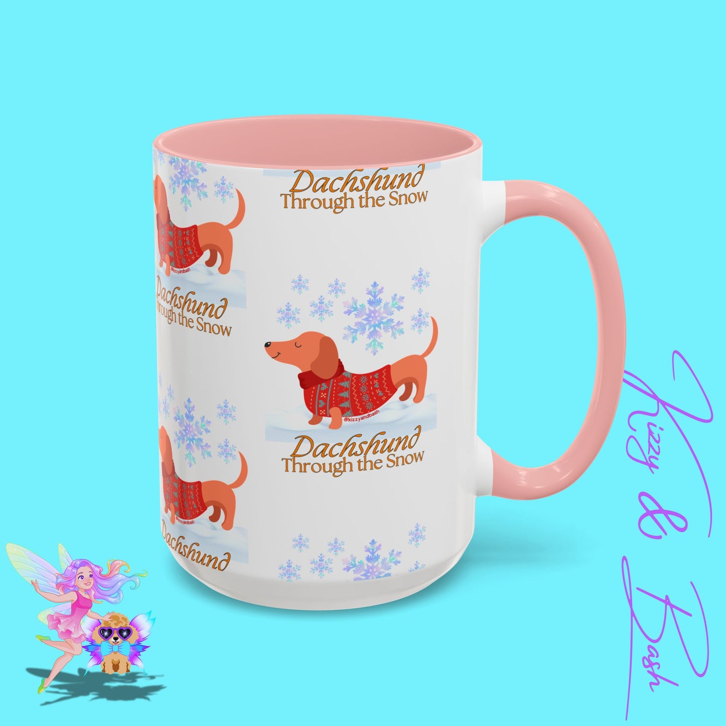 Unique Christmas Wiener Dog Coffee Mug Funny Dachshund Mug Cute Dog Lover Mug Perfect Gift for Dog Lovers Unique Christmas Mug Perfect Christmas Gift for Veterinarian Dachshund Through the Snow Holiday Dog Accent Coffee Mug - 11, 15oz