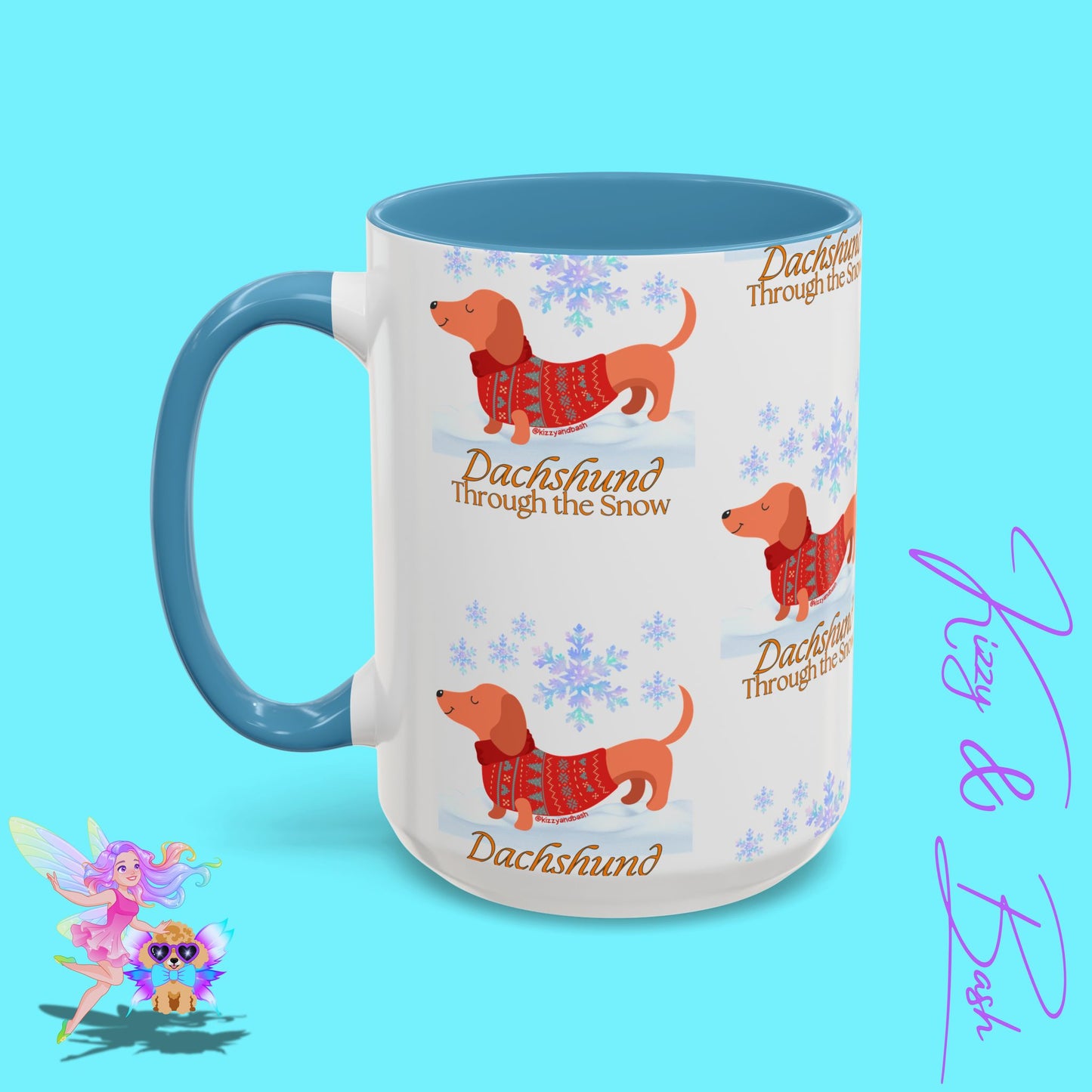 Unique Christmas Wiener Dog Coffee Mug Funny Dachshund Mug Cute Dog Lover Mug Perfect Gift for Dog Lovers Unique Christmas Mug Perfect Christmas Gift for Veterinarian Dachshund Through the Snow Holiday Dog Accent Coffee Mug - 11, 15oz