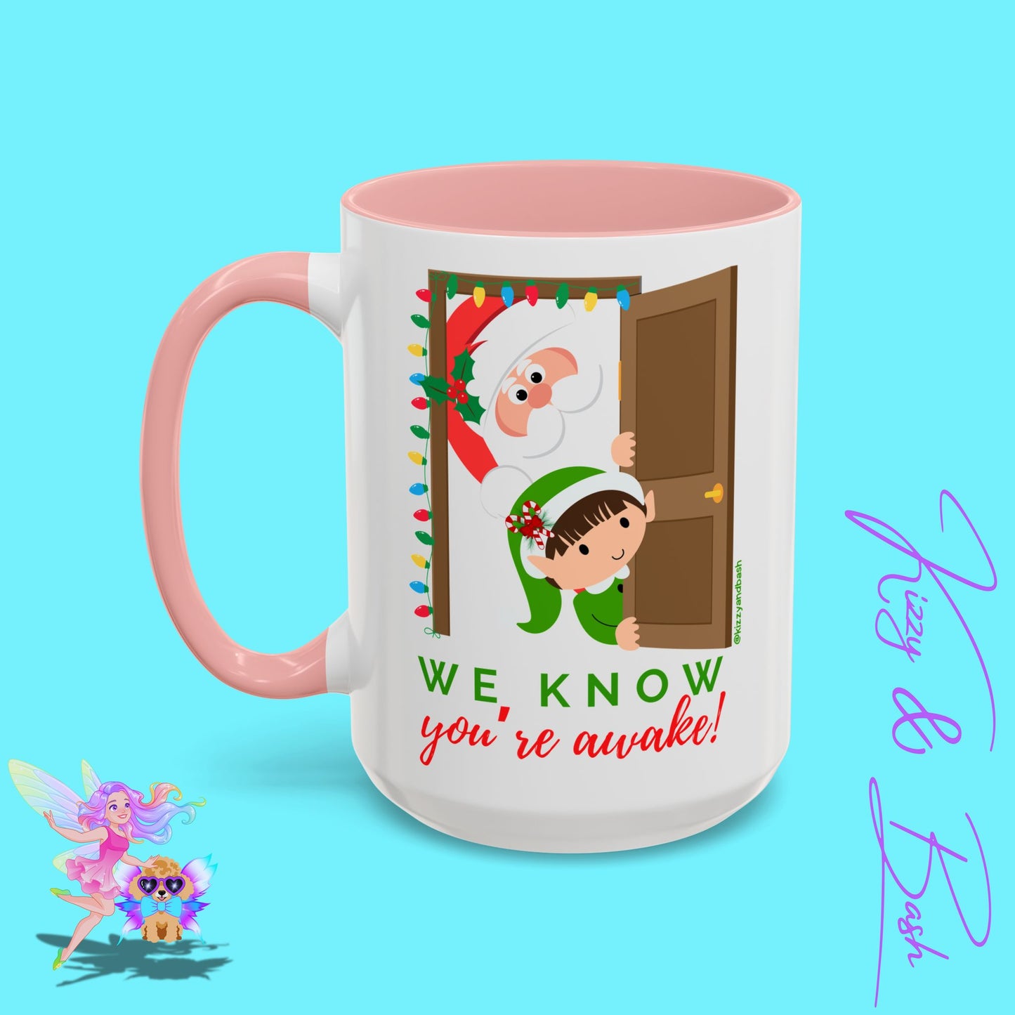 Funny Santa and Elf Mug Unique Santa Coffee Mug Hilarious Elf Lover Gift Funny Christmas Mug Perfect Christmas Gift for Teacher Appreciation We Know You're Awake Accent Coffee Mug - 11, 15oz