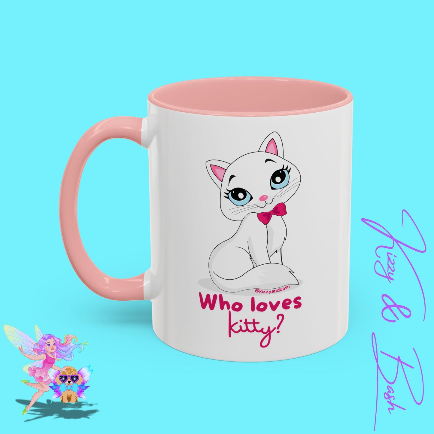 Flirty Kitty Cat Coffee Mug for Her Unique Cat Lover Gift Funny Animal Mug for Her White Cat Coffee Mug Perfect Gift for Cat Mom Who Loves Kitty Accent Coffee Mug - 11, 15oz