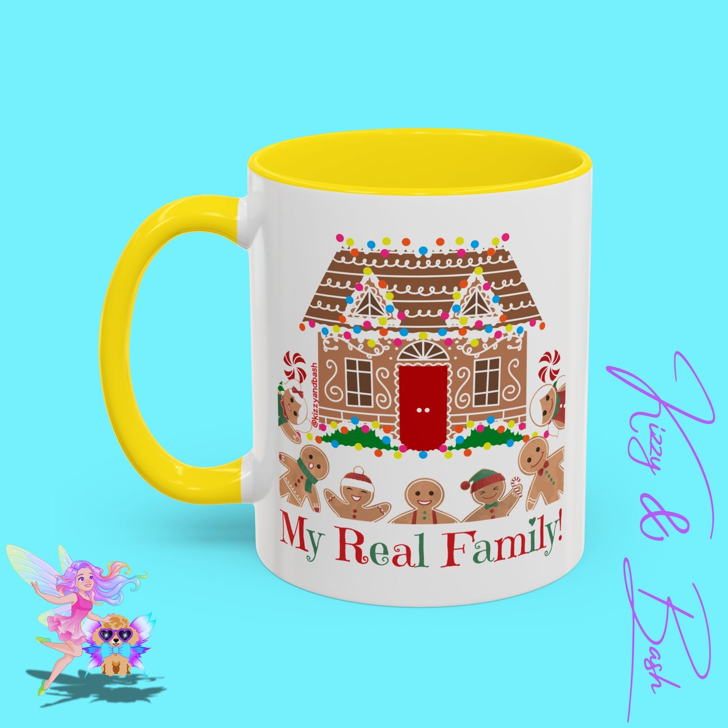 Cute Gingerbread Mug Funny Gingerbread Coffee Mug Fun Gingerbread Family Unique Christmas Gift Idea for Friends and Family Perfect Gift for Gingerbread Lovers and Gingerbread Bakers My Real Family Accent Coffee Mug - 11, 15oz