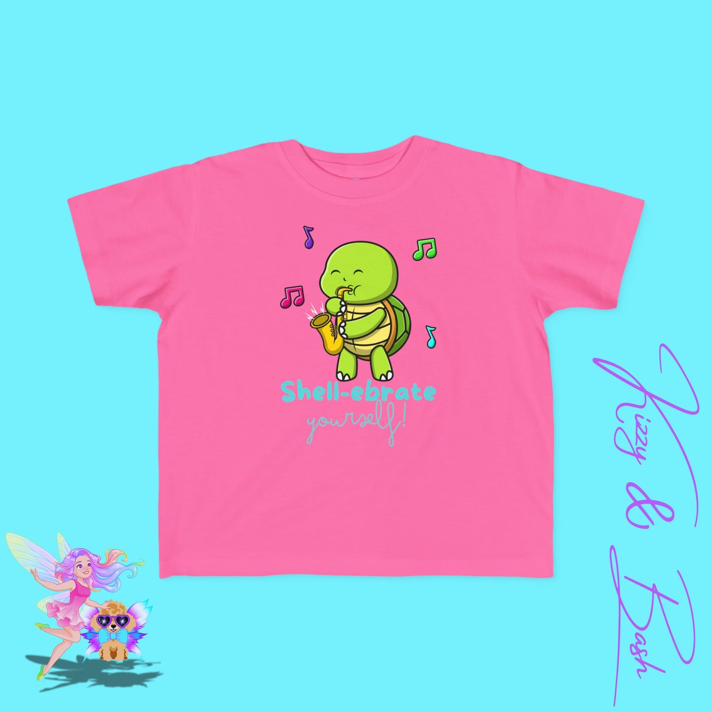 Saxophone Playing Turtle T-Shirt for Toddlers Fun Band Camp T-Shirt Gift for Music Lovers Funny Band Shirt Cute Music Lover Tee Feel-Good Gift Shirt Perfect Gift for Turtle Lovers Shell-ebrate Yourself Shirt for Toddler's Fine Jersey Tee