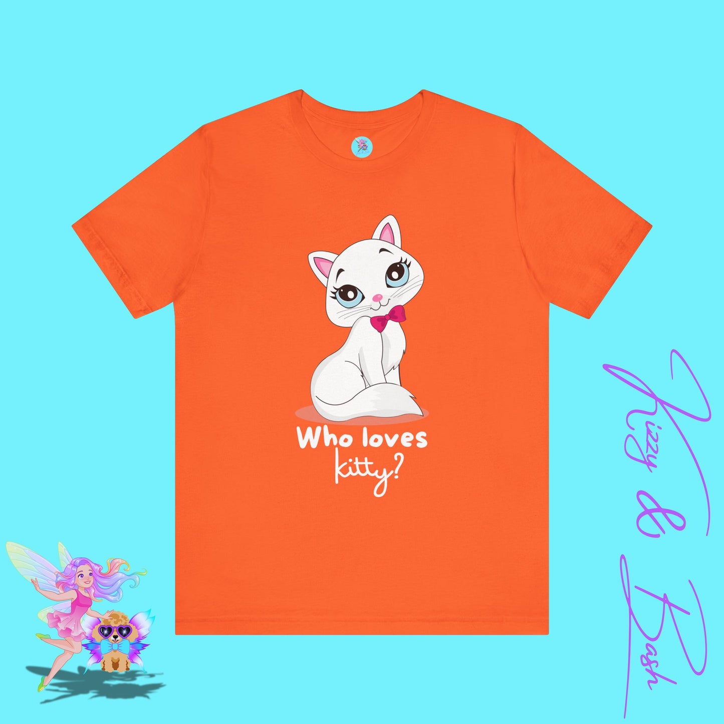 Who Loves Kitty? Playful Cat T-Shirt Cute Cat Lover Shirt Adorable Cat Graphic Tee Funny Gift for Cat Lovers Cat Mom Gift Funny Cat Shirt Adult Unisex Jersey Short Sleeve Tee
