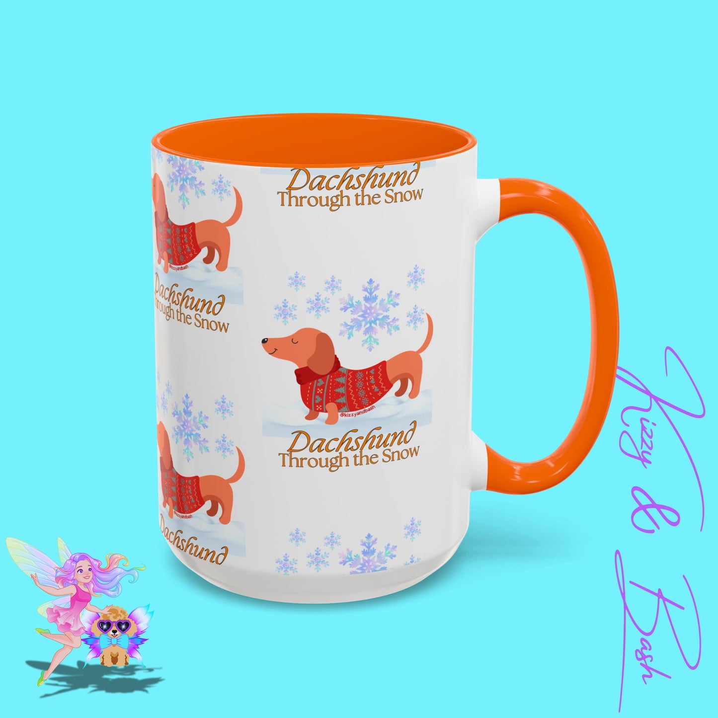 Unique Christmas Wiener Dog Coffee Mug Funny Dachshund Mug Cute Dog Lover Mug Perfect Gift for Dog Lovers Unique Christmas Mug Perfect Christmas Gift for Veterinarian Dachshund Through the Snow Holiday Dog Accent Coffee Mug - 11, 15oz