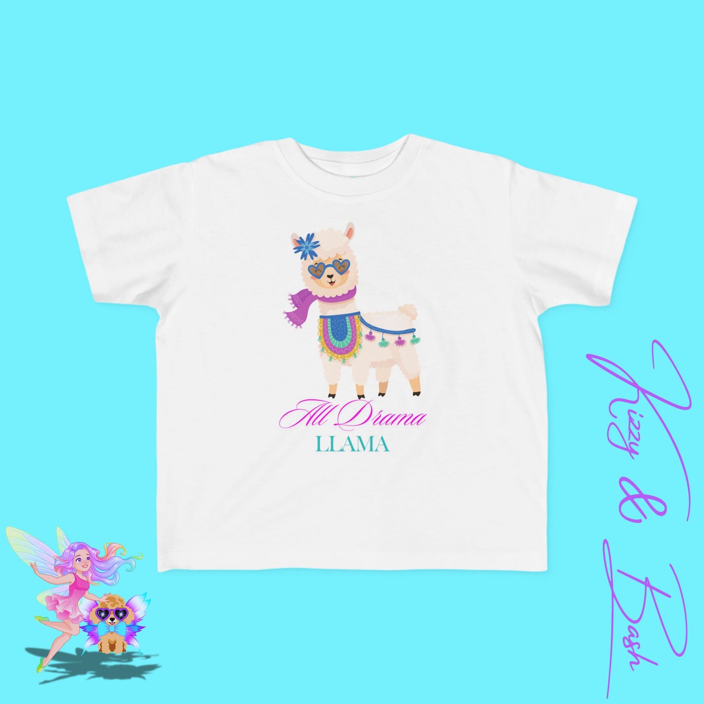 All Drama Llama T-Shirt for Toddlers Funny Animal Shirt for Her Fun Gift for Llama Lovers Kawaii Llama Shirt Funny Farm Animal Tee Cute and Sassy Animal Graphic Tee for Toddler's Fine Jersey Tee