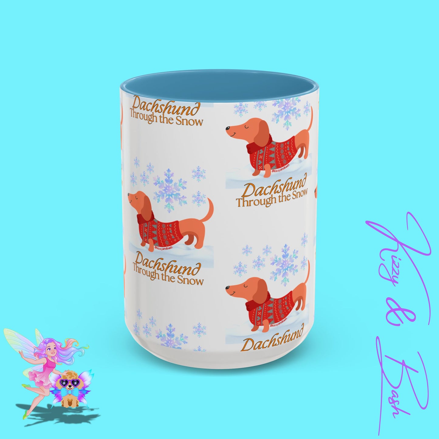 Unique Christmas Wiener Dog Coffee Mug Funny Dachshund Mug Cute Dog Lover Mug Perfect Gift for Dog Lovers Unique Christmas Mug Perfect Christmas Gift for Veterinarian Dachshund Through the Snow Holiday Dog Accent Coffee Mug - 11, 15oz