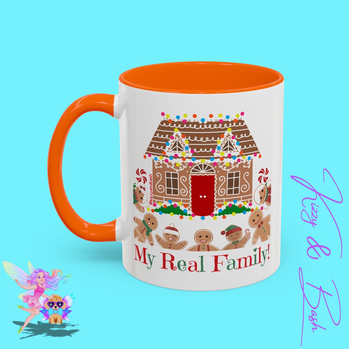 Cute Gingerbread Mug Funny Gingerbread Coffee Mug Fun Gingerbread Family Unique Christmas Gift Idea for Friends and Family Perfect Gift for Gingerbread Lovers and Gingerbread Bakers My Real Family Accent Coffee Mug - 11, 15oz