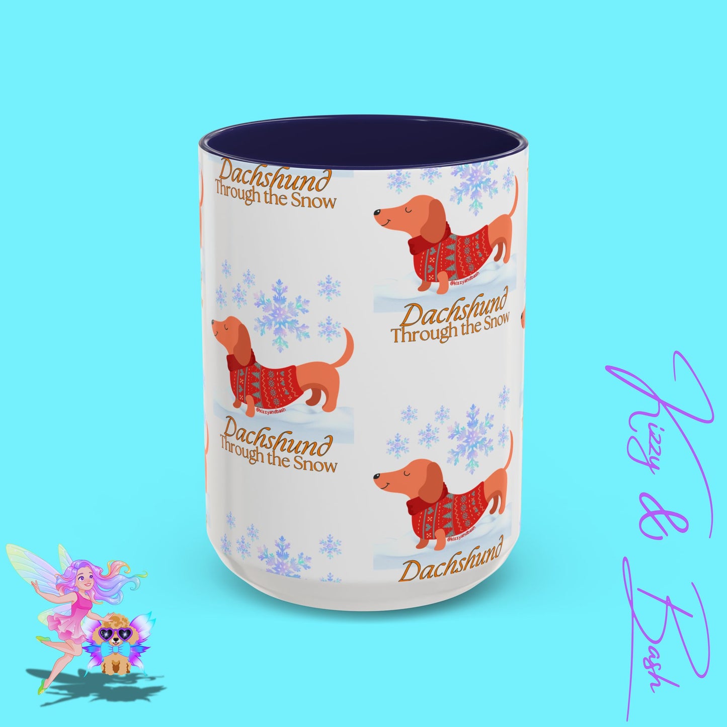 Unique Christmas Wiener Dog Coffee Mug Funny Dachshund Mug Cute Dog Lover Mug Perfect Gift for Dog Lovers Unique Christmas Mug Perfect Christmas Gift for Veterinarian Dachshund Through the Snow Holiday Dog Accent Coffee Mug - 11, 15oz