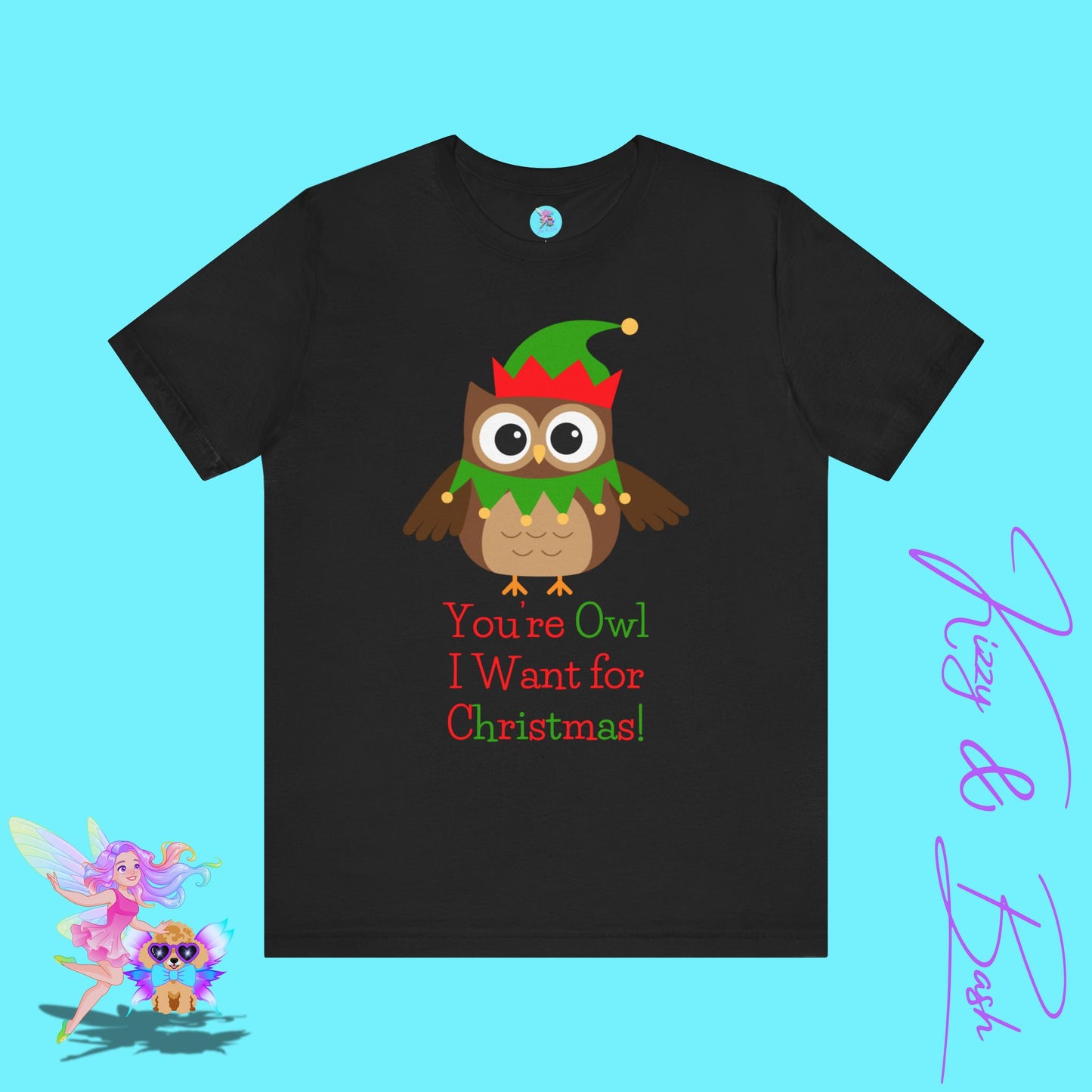 Funny Christmas Owl Shirt You're Owl I Want for Christmas Cute Holiday Pun T-Shirt Gift for Owl Lovers Adult Unisex Jersey Short Sleeve Tee