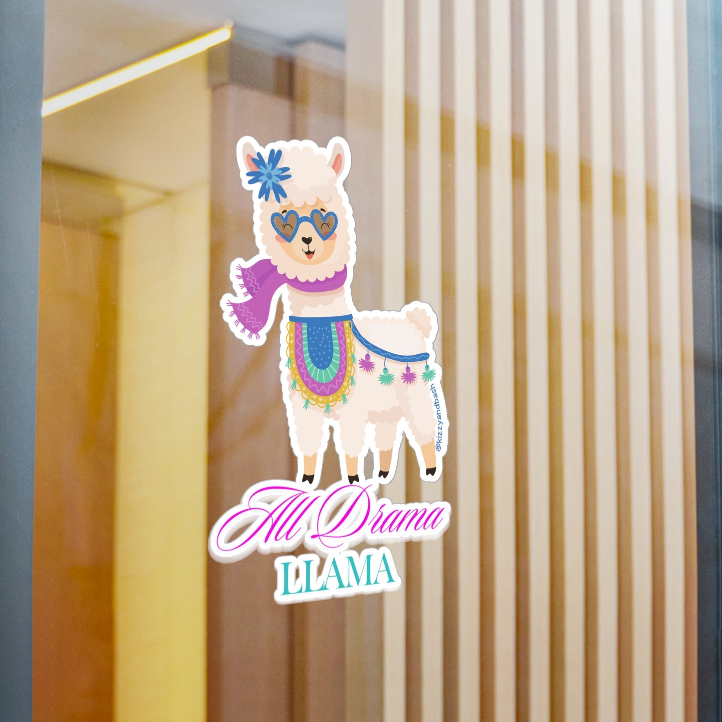 Waterproof All Drama Llama Kiss-Cut Vinyl Decals Funny Farm Animal Gift Perfect Gift for Drama Teacher Unique Animal Gift for Her Adorable Animal Stickers for Kids