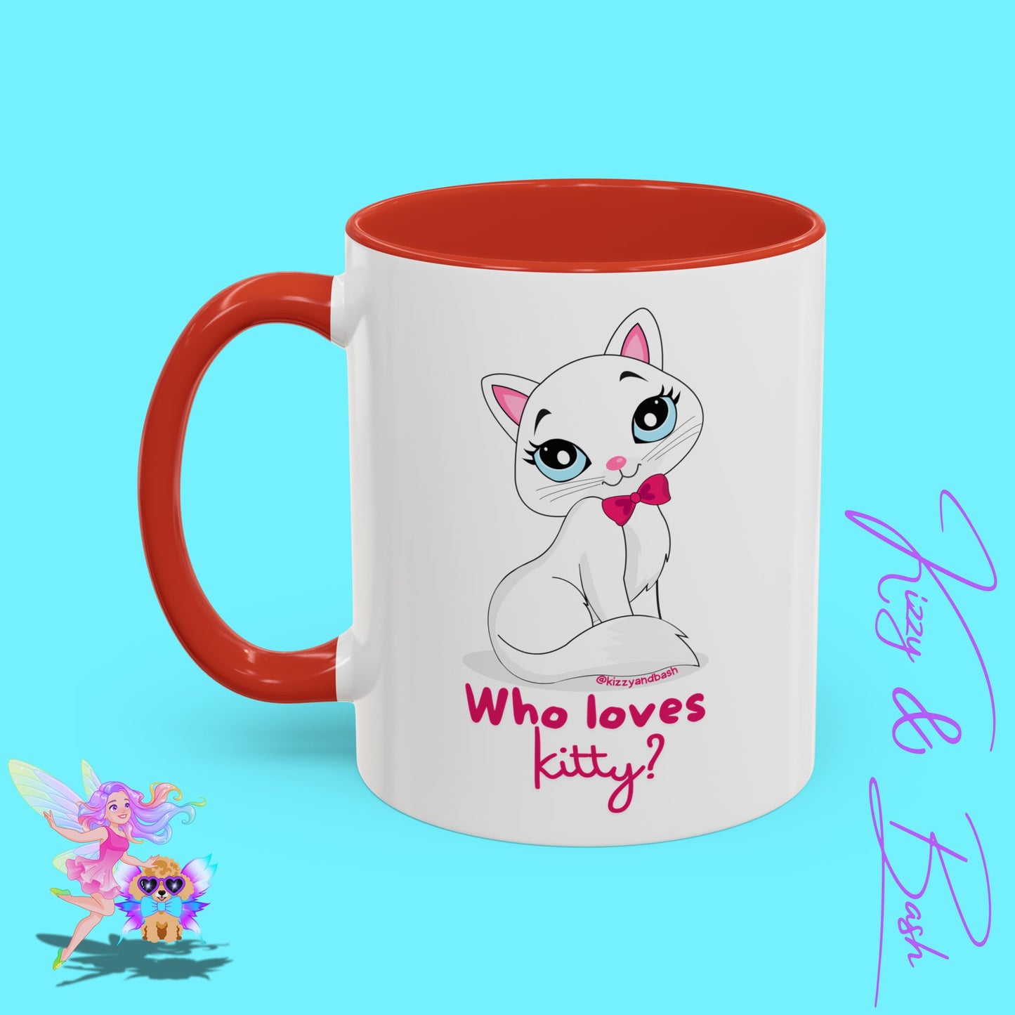 Flirty Kitty Cat Coffee Mug for Her Unique Cat Lover Gift Funny Animal Mug for Her White Cat Coffee Mug Perfect Gift for Cat Mom Who Loves Kitty Accent Coffee Mug - 11, 15oz