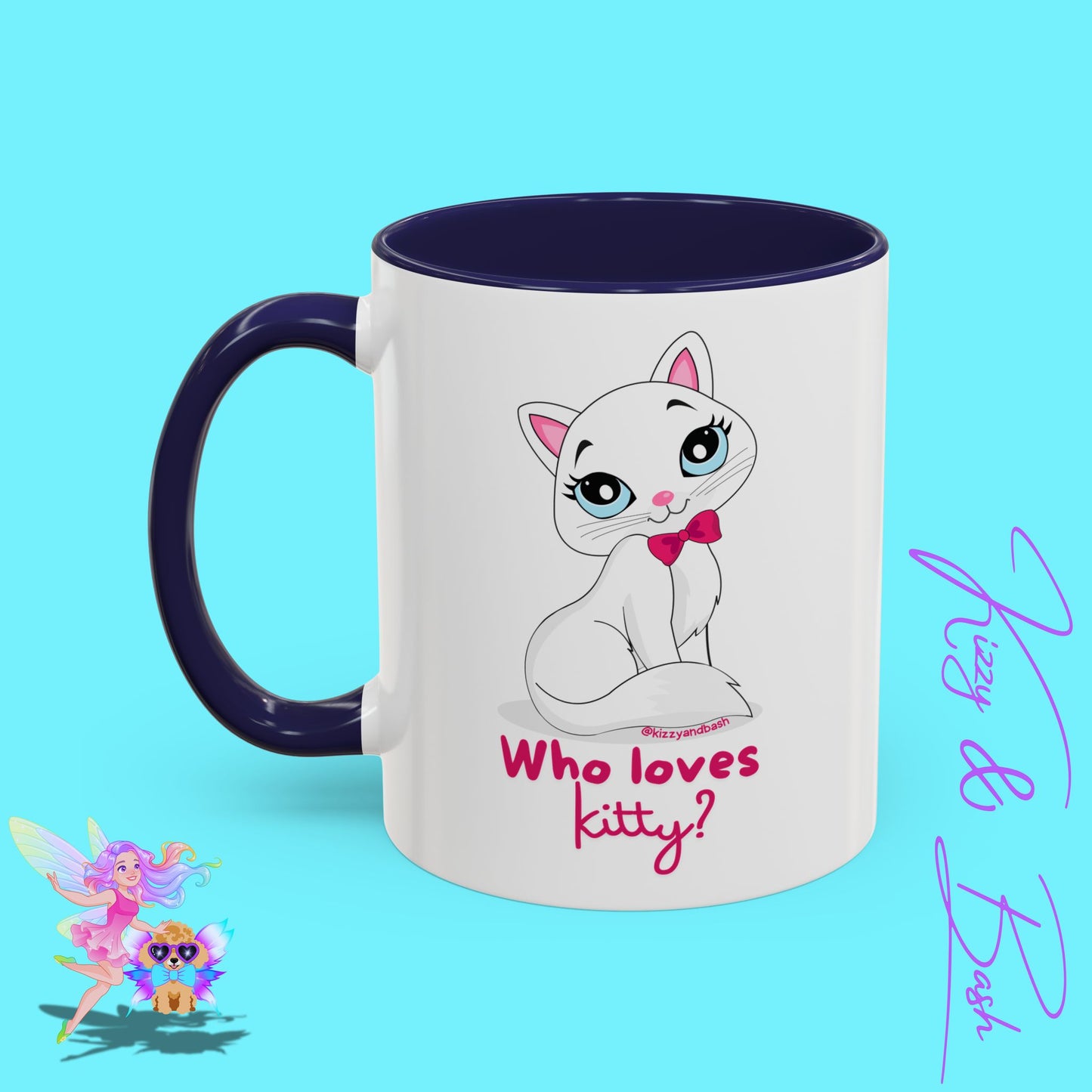 Flirty Kitty Cat Coffee Mug for Her Unique Cat Lover Gift Funny Animal Mug for Her White Cat Coffee Mug Perfect Gift for Cat Mom Who Loves Kitty Accent Coffee Mug - 11, 15oz