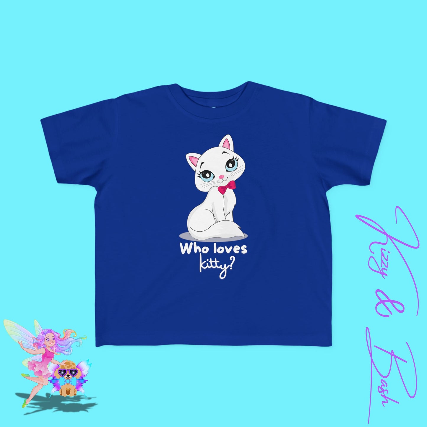 Who Loves Kitty? Cute Cat T-Shirt for Toddlers Kawaii Kitty Shirt Funny Gift for Cat Lovers Whimsical Animal Graphic Tee Sassy Cat Shirt Playful Kitty T-Shirt for Toddler's Fine Jersey Tee