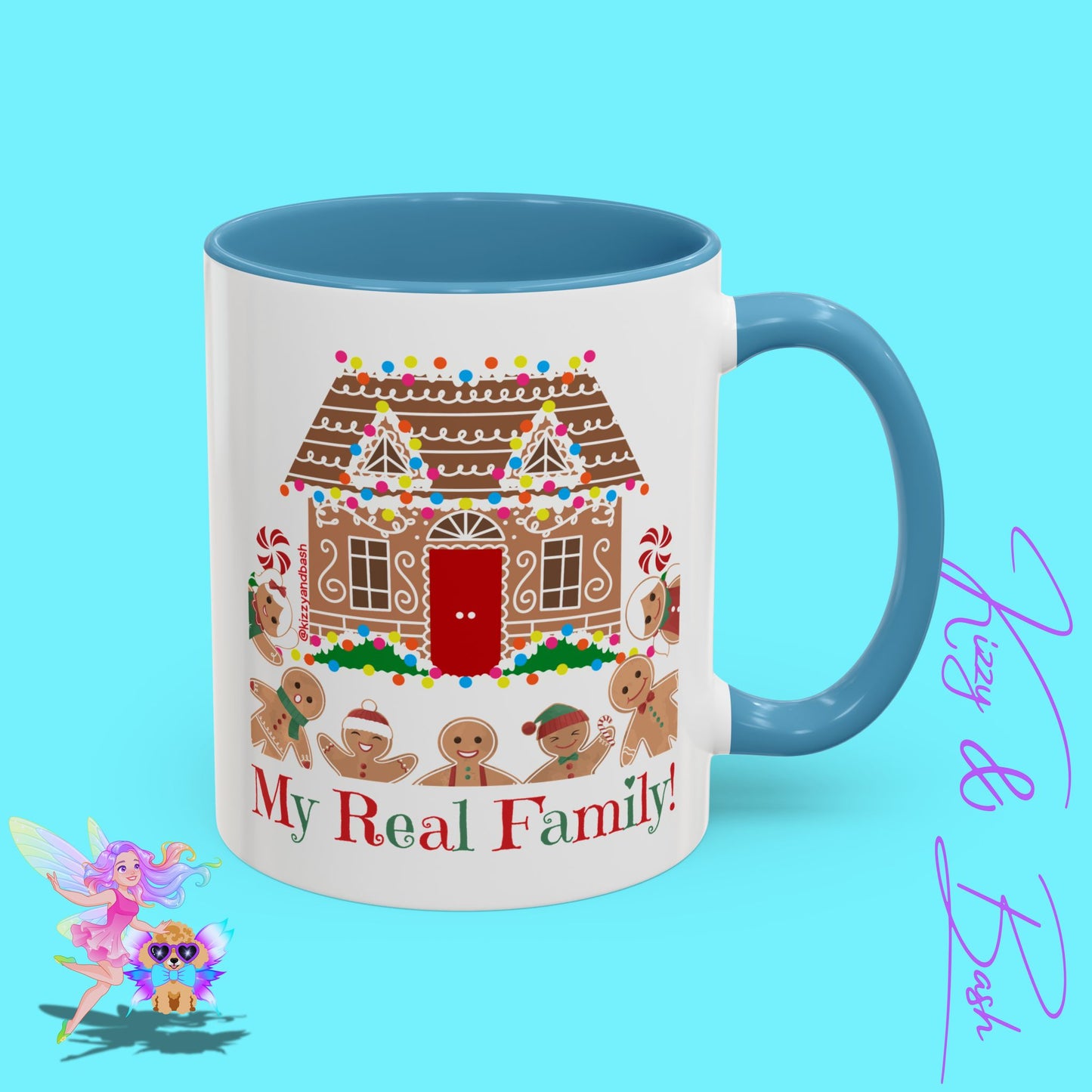 Cute Gingerbread Mug Funny Gingerbread Coffee Mug Fun Gingerbread Family Unique Christmas Gift Idea for Friends and Family Perfect Gift for Gingerbread Lovers and Gingerbread Bakers My Real Family Accent Coffee Mug - 11, 15oz