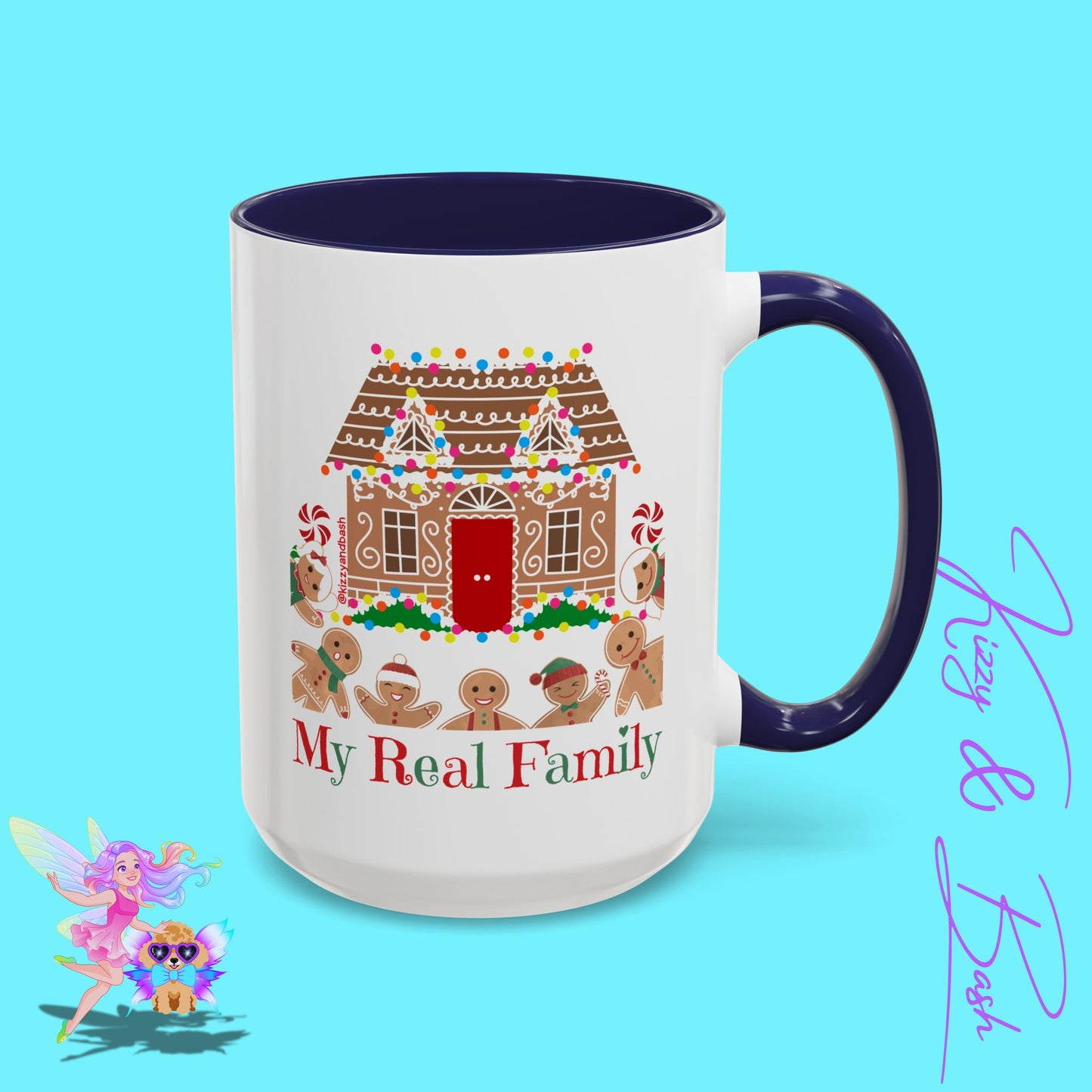 Cute Gingerbread Mug Funny Gingerbread Coffee Mug Fun Gingerbread Family Unique Christmas Gift Idea for Friends and Family Perfect Gift for Gingerbread Lovers and Gingerbread Bakers My Real Family Accent Coffee Mug - 11, 15oz