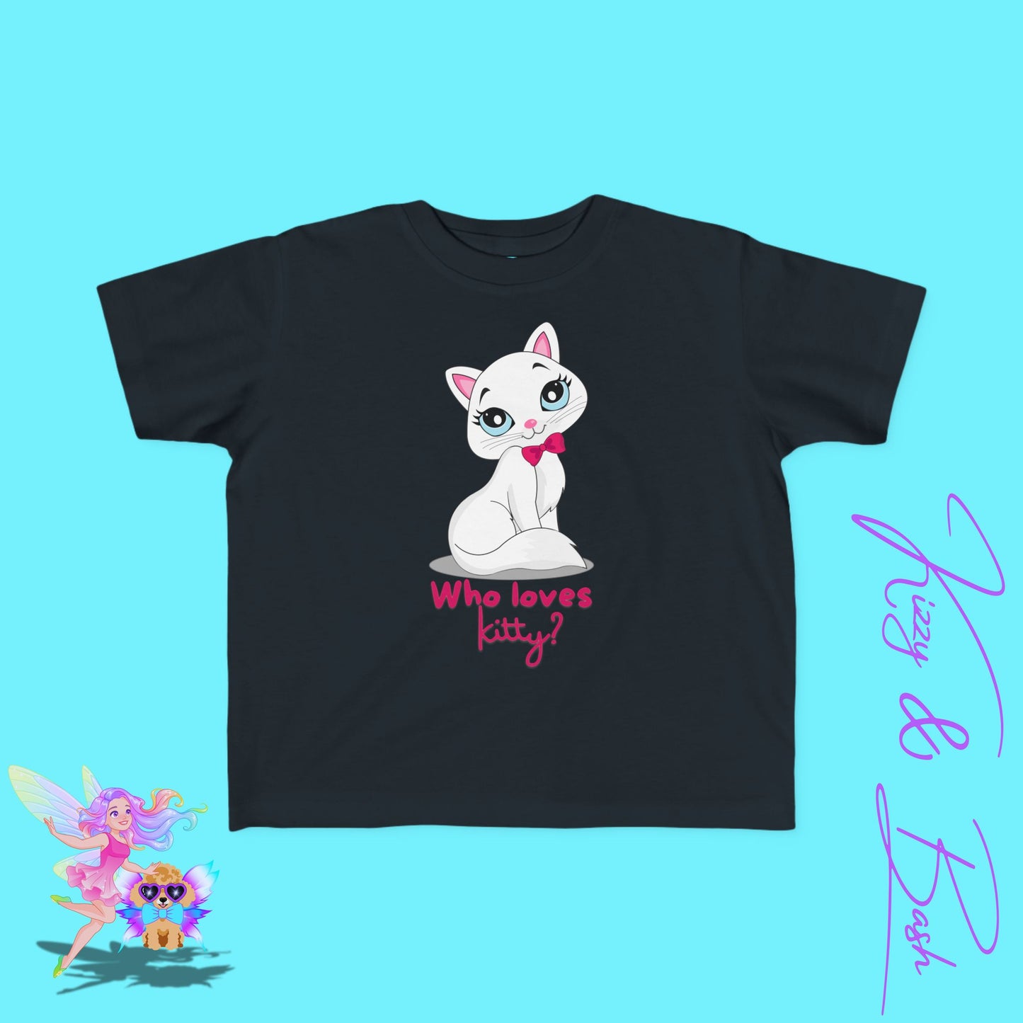 Who Loves Kitty? Cute Cat T-Shirt for Toddlers Kawaii Kitty Shirt Funny Gift for Cat Lovers Whimsical Animal Graphic Tee Sassy Cat Shirt Playful Kitty T-Shirt for Toddler's Fine Jersey Tee