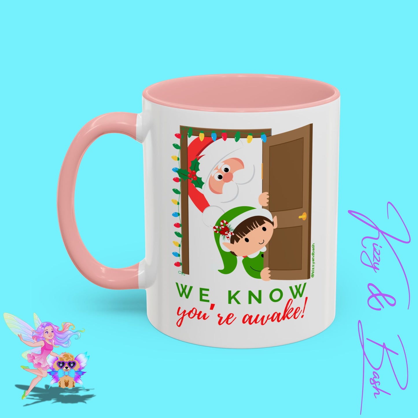 Funny Santa and Elf Mug Unique Santa Coffee Mug Hilarious Elf Lover Gift Funny Christmas Mug Perfect Christmas Gift for Teacher Appreciation We Know You're Awake Accent Coffee Mug - 11, 15oz