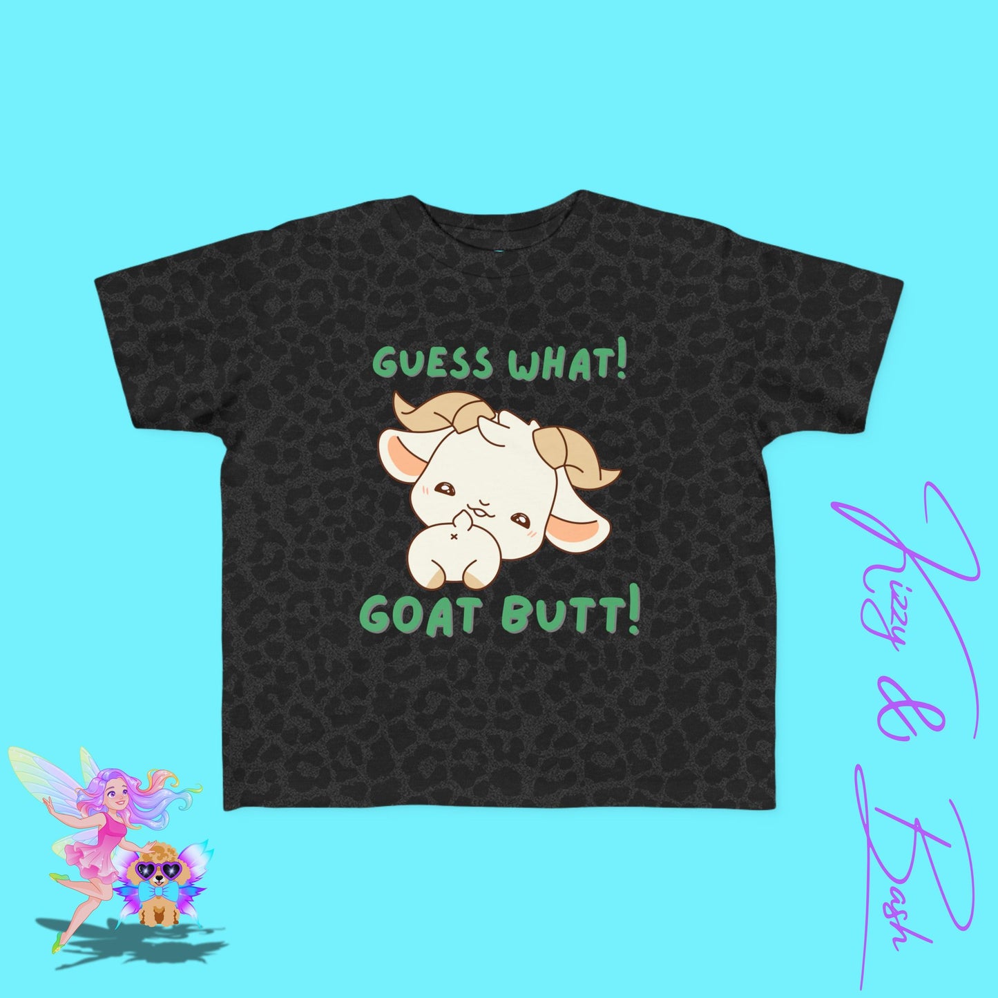 Guess What Goat Butt Shirt Funny Farmcore Tee for Toddlers Gift for Goat Lovers Punny Animal T-Shirt Gift Funny Farm Animal Shirt for Toddler's Fine Jersey Tee