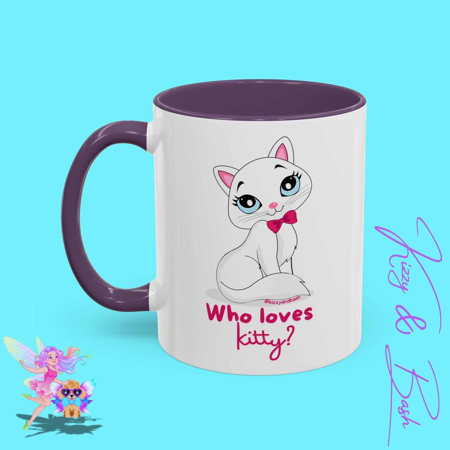 Flirty Kitty Cat Coffee Mug for Her Unique Cat Lover Gift Funny Animal Mug for Her White Cat Coffee Mug Perfect Gift for Cat Mom Who Loves Kitty Accent Coffee Mug - 11, 15oz