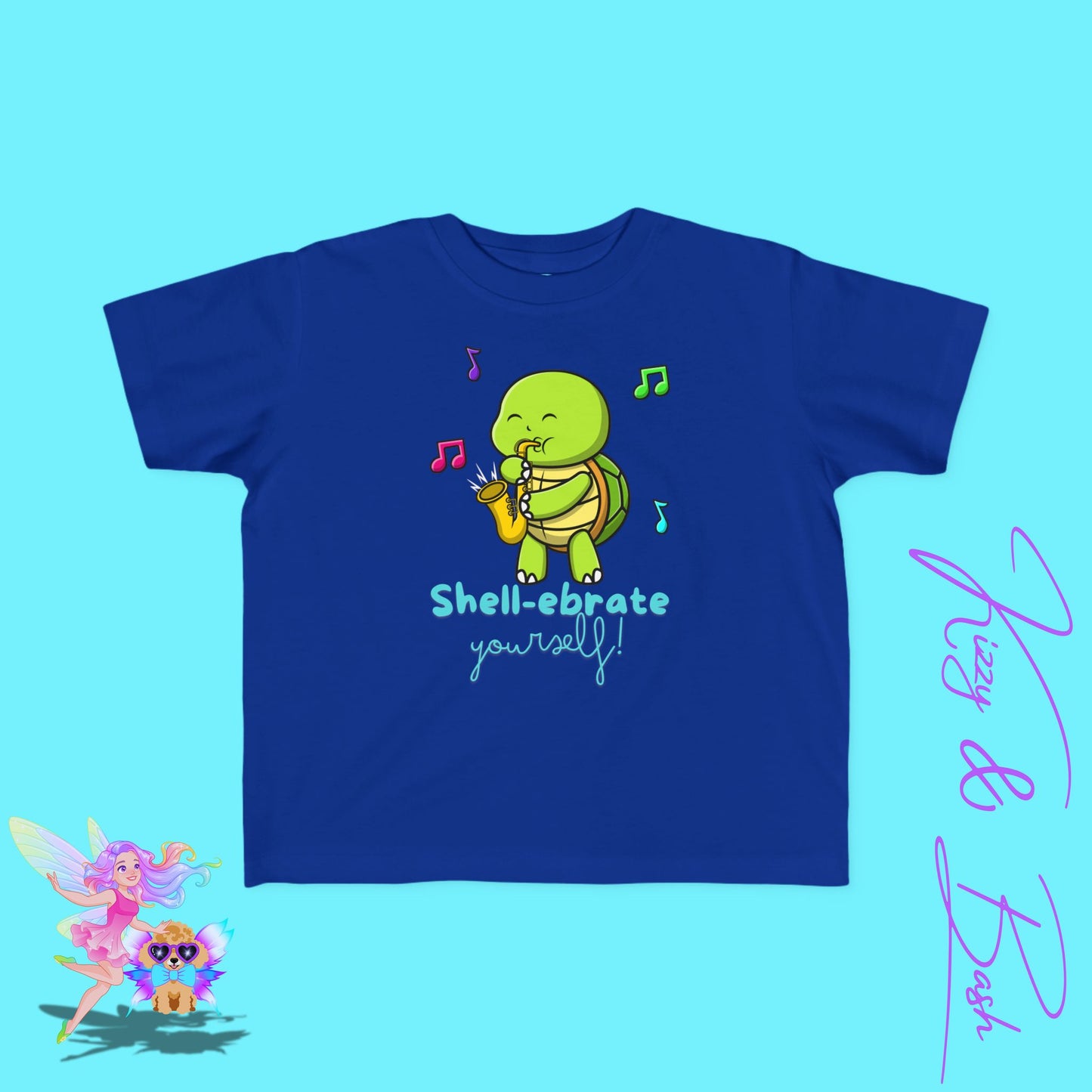 Saxophone Playing Turtle T-Shirt for Toddlers Fun Band Camp T-Shirt Gift for Music Lovers Funny Band Shirt Cute Music Lover Tee Feel-Good Gift Shirt Perfect Gift for Turtle Lovers Shell-ebrate Yourself Shirt for Toddler's Fine Jersey Tee